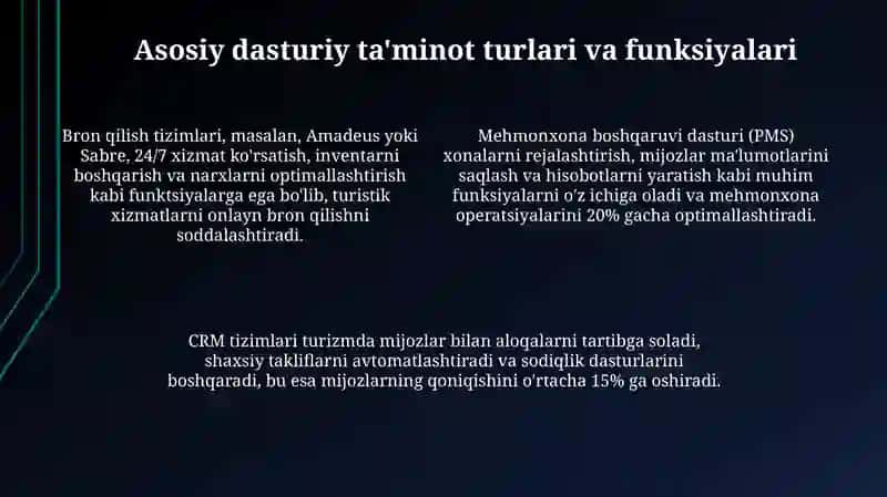Turizm va mehmondo‘stlikda dasturiy mahsulotlar 4