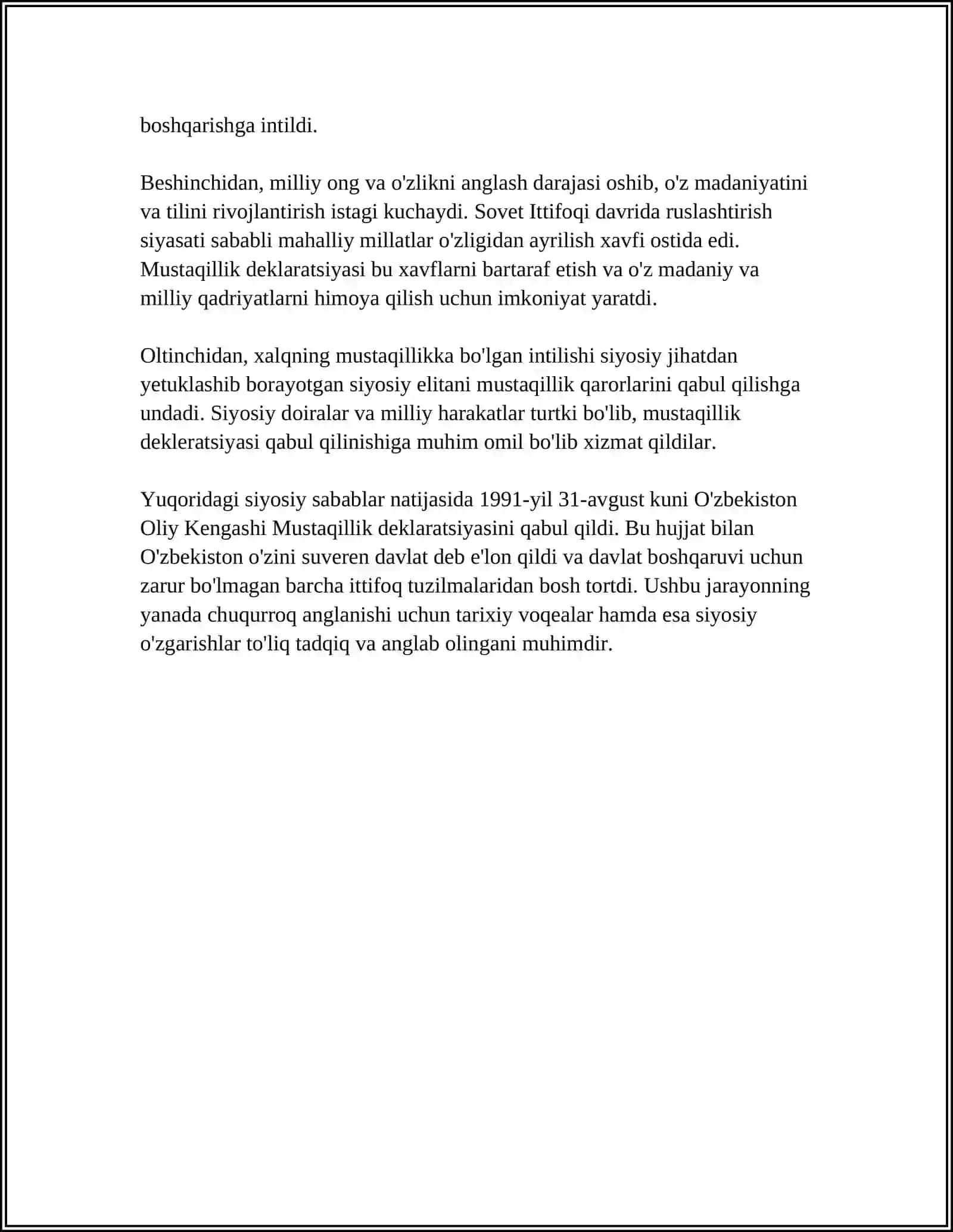 MUSTAQILLIK DEKLARATSIYASINI QABUL QILISH 4