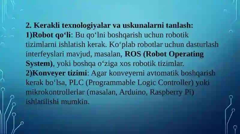 Konveyer va Robot Qo‘l Boshqarilishi Uchun Dastur Yaratish 4