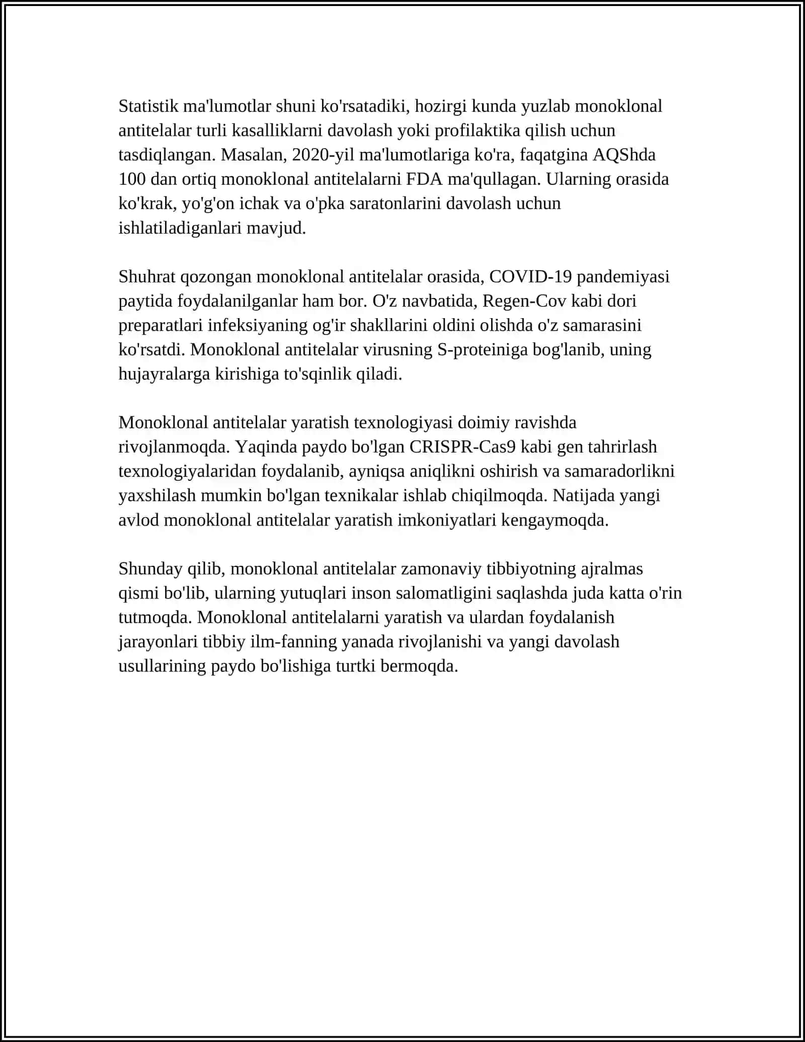 MONOKLONAL ANTITELALAR OLISH 4