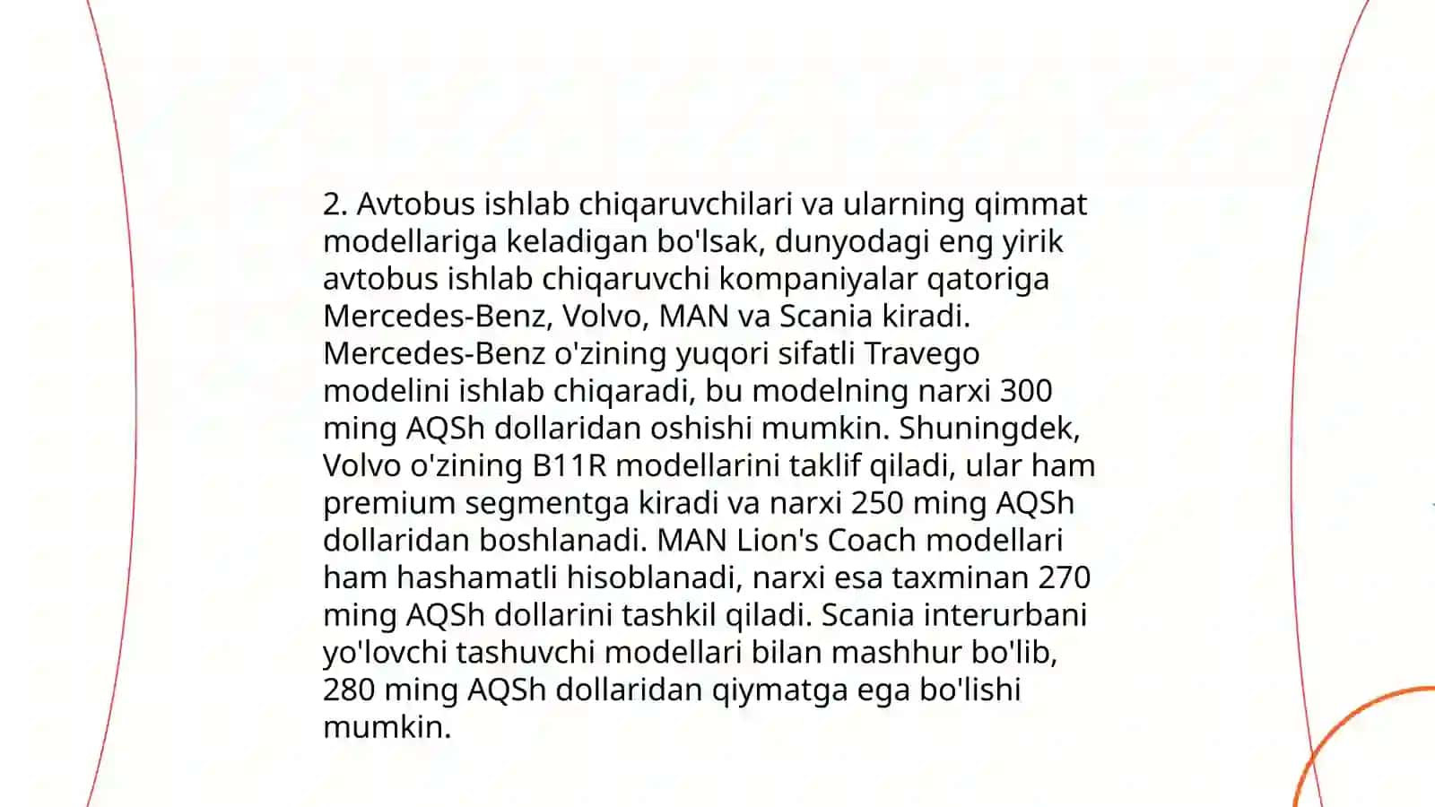 Eng qimmat avtobus mavzusida taqdimot ishi 4