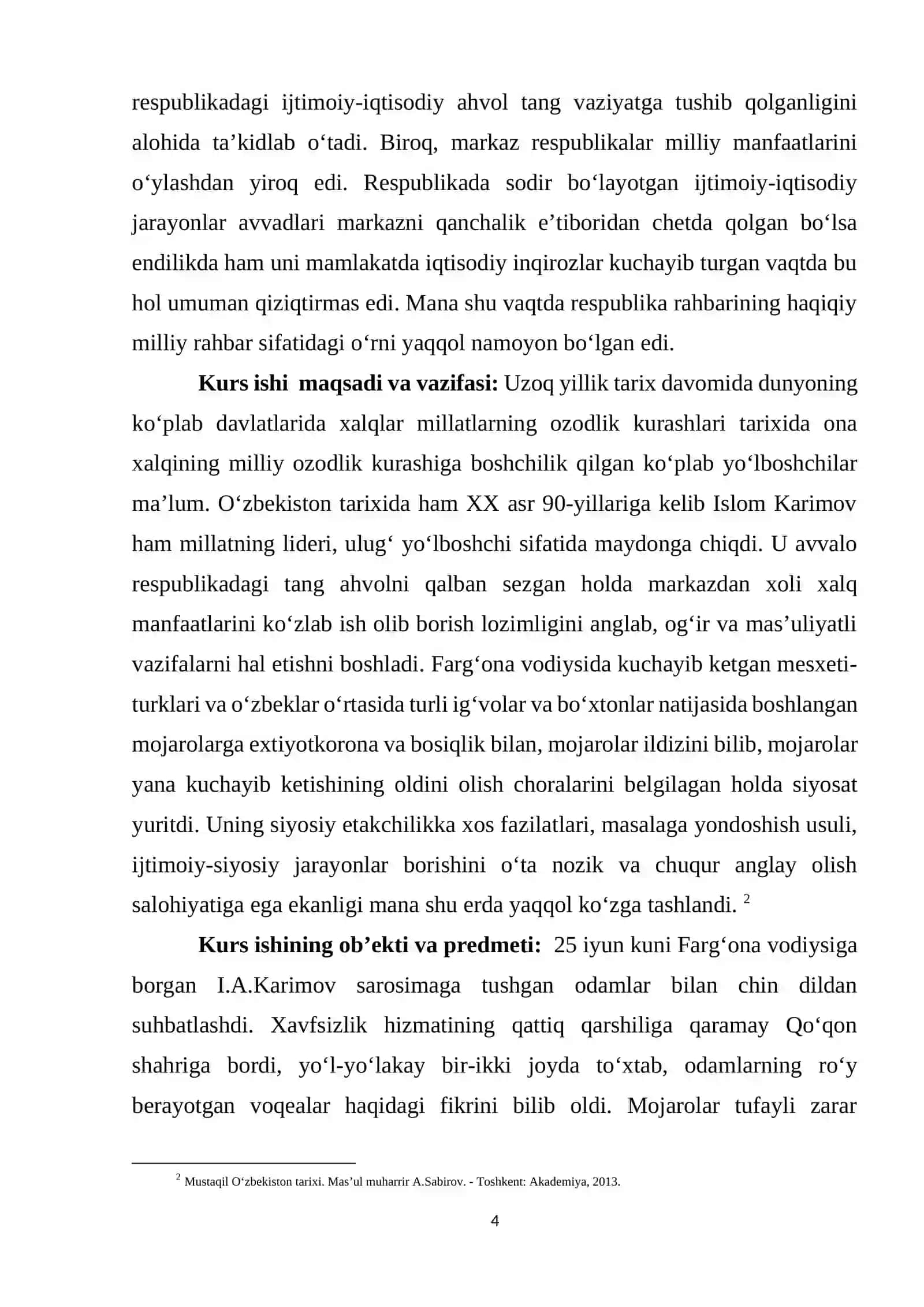 O‘ZBEKISTON DAVLAT SUVERENITETINING E’LON QILINISHI KURS ISHI 4