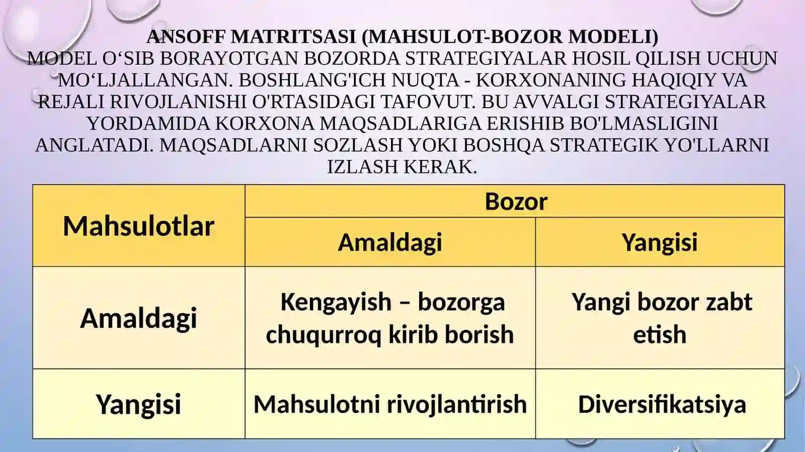 5- BOB. Strategiyaning asosiy alternativalarni tahlil qilish va kompaniya strategiyasini tanlash 4