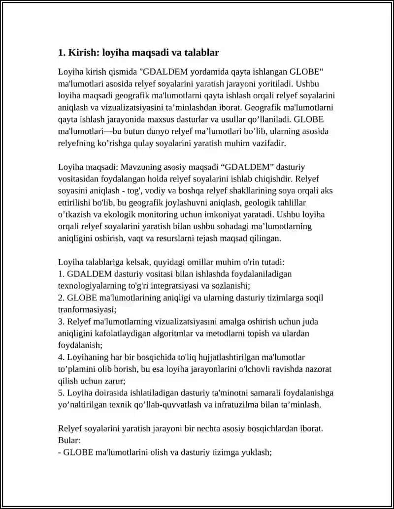 "GDALDEM YORDAMIDA QAYTA ISHLANGAN GLOBE" MA'LUMOTLARI ASOSIDA RELYEF SOYALARI KARTASINI YARATISH JARAYONI 4