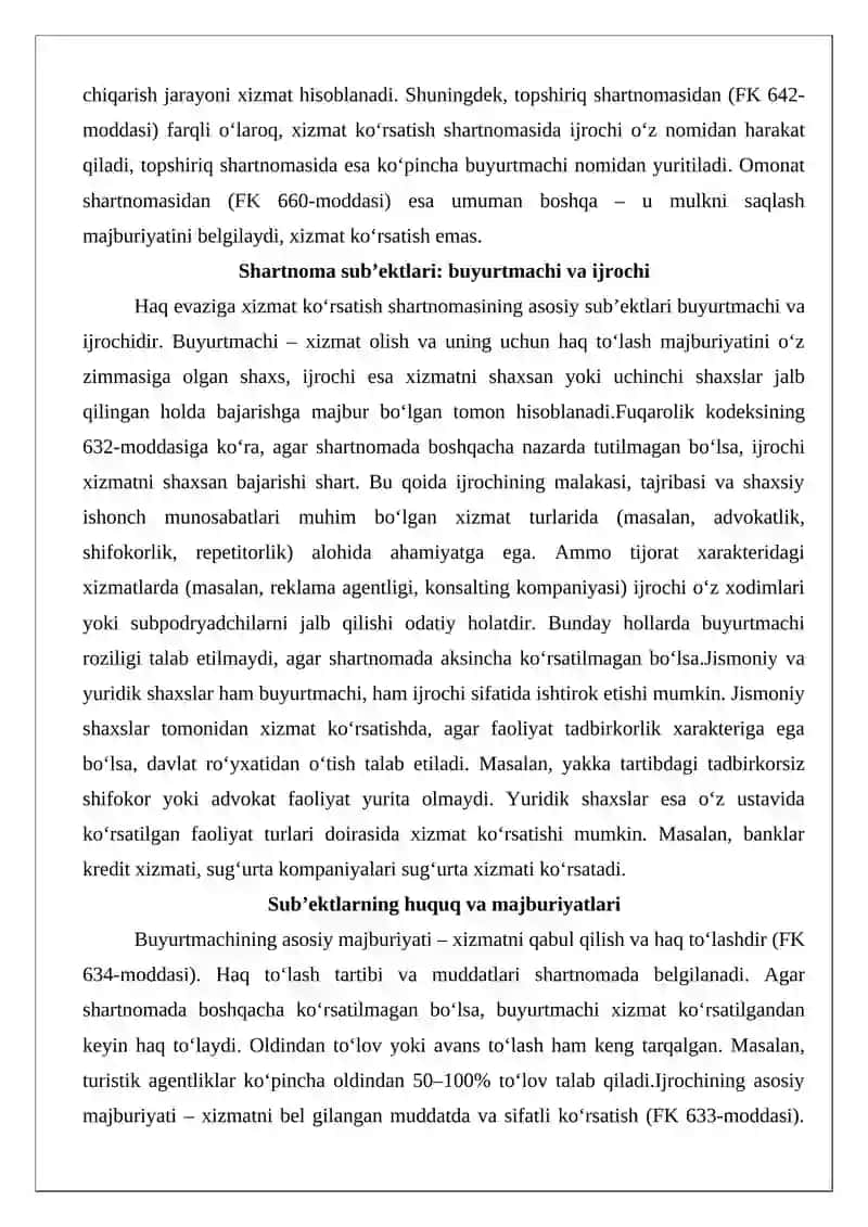 Haq evaziga xizmat ko‘rsatish shartnomasi 4