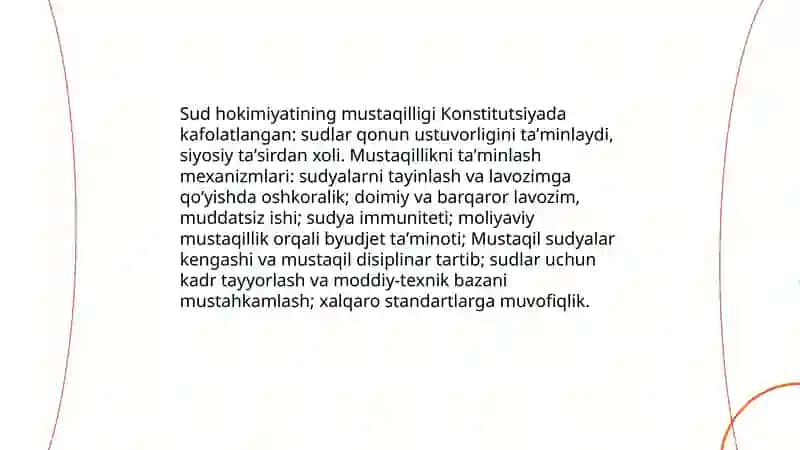 Mustaqilik yili uzbda huquq tartibot oʻrganish sut tizimidagi 4