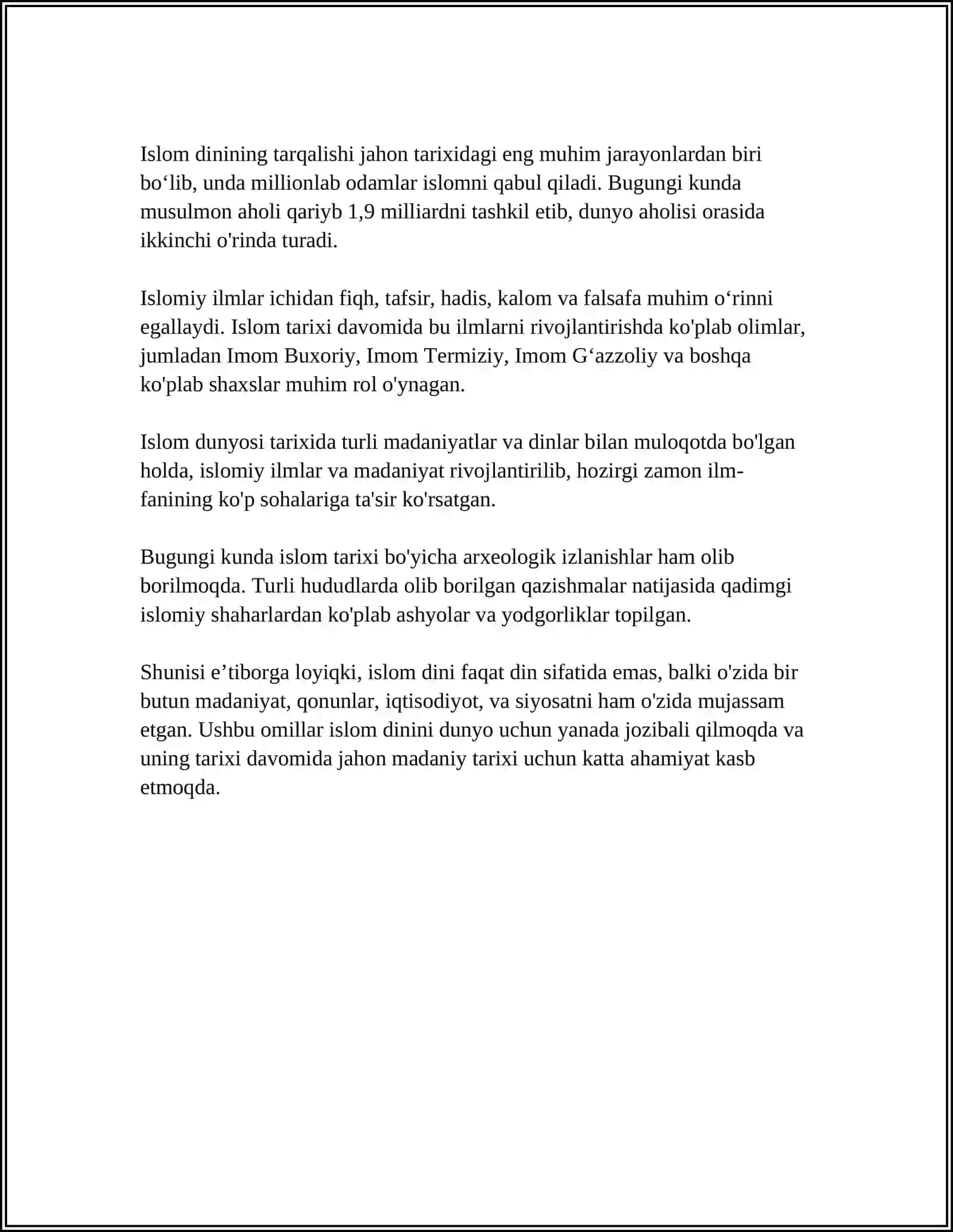 ISLOM DINI TARIXI VA MOHIYATI, MANBALARI AQIDAVIY MAKTABLARI ISLOM FIQHIY MAKTABLARI. TASSAVUH 4