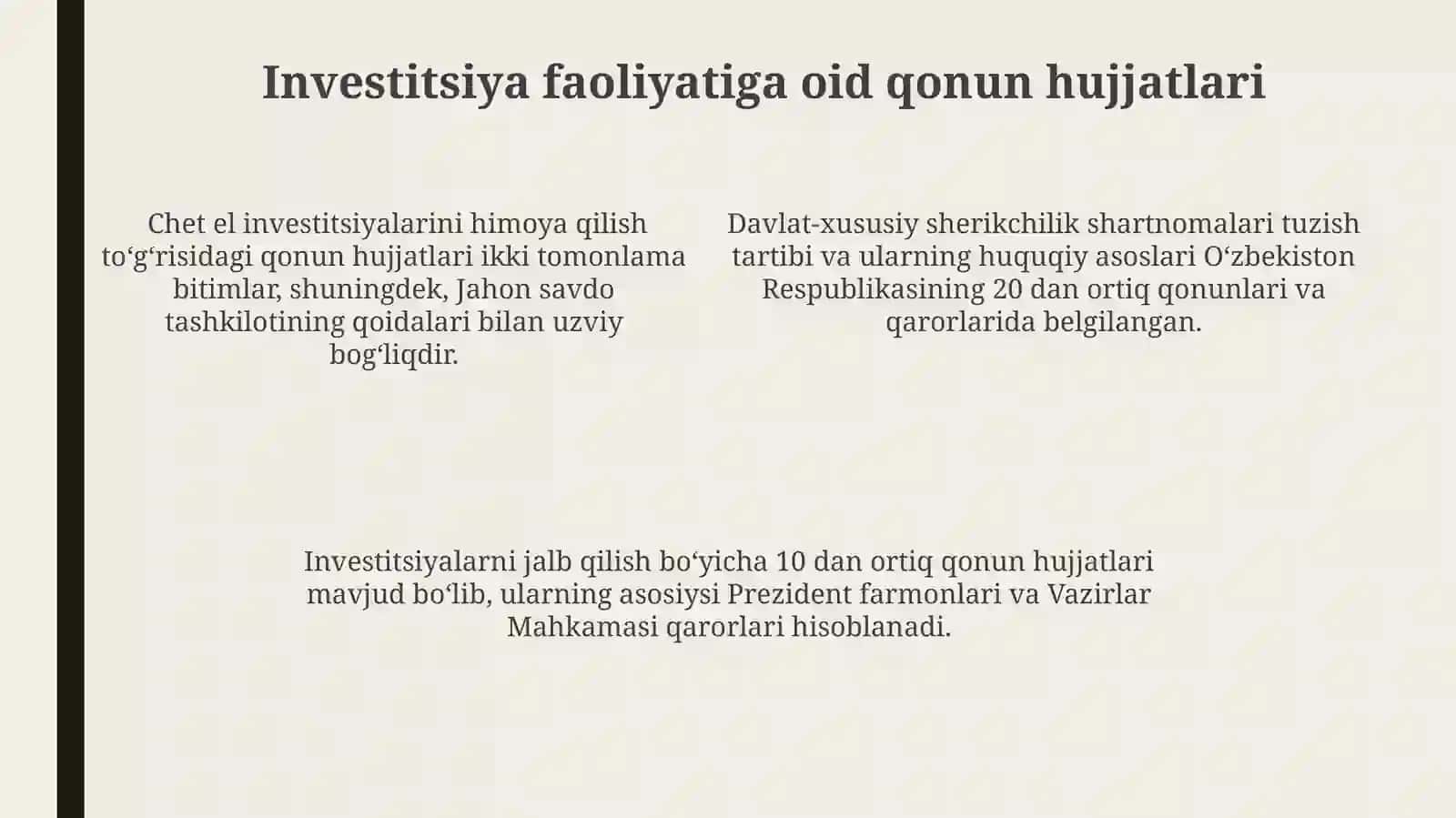 Investitsiya faoliyatining me'yoriy huquqiy asoslari 4