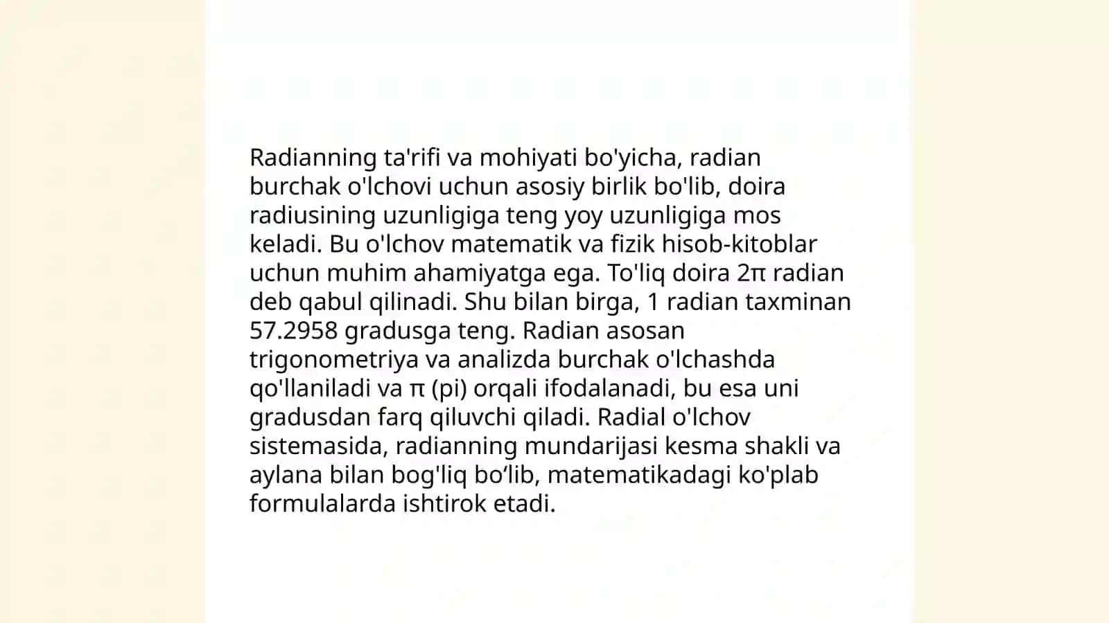Burchakning radian o'lchovi 4