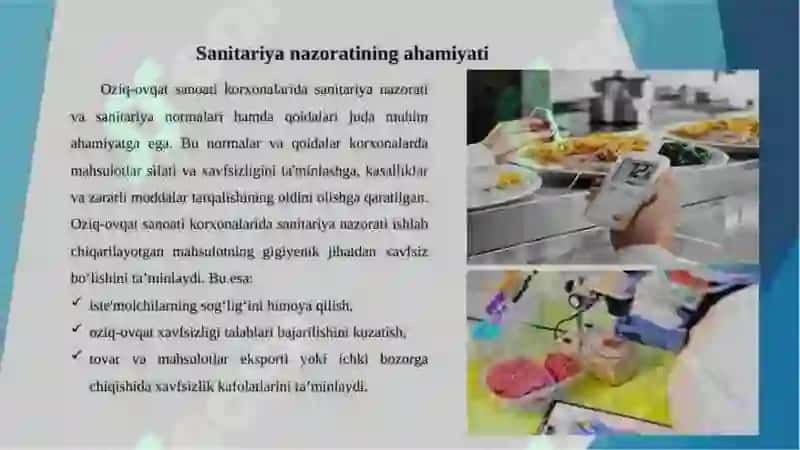 Sanitariya va gigiyena talablari 4