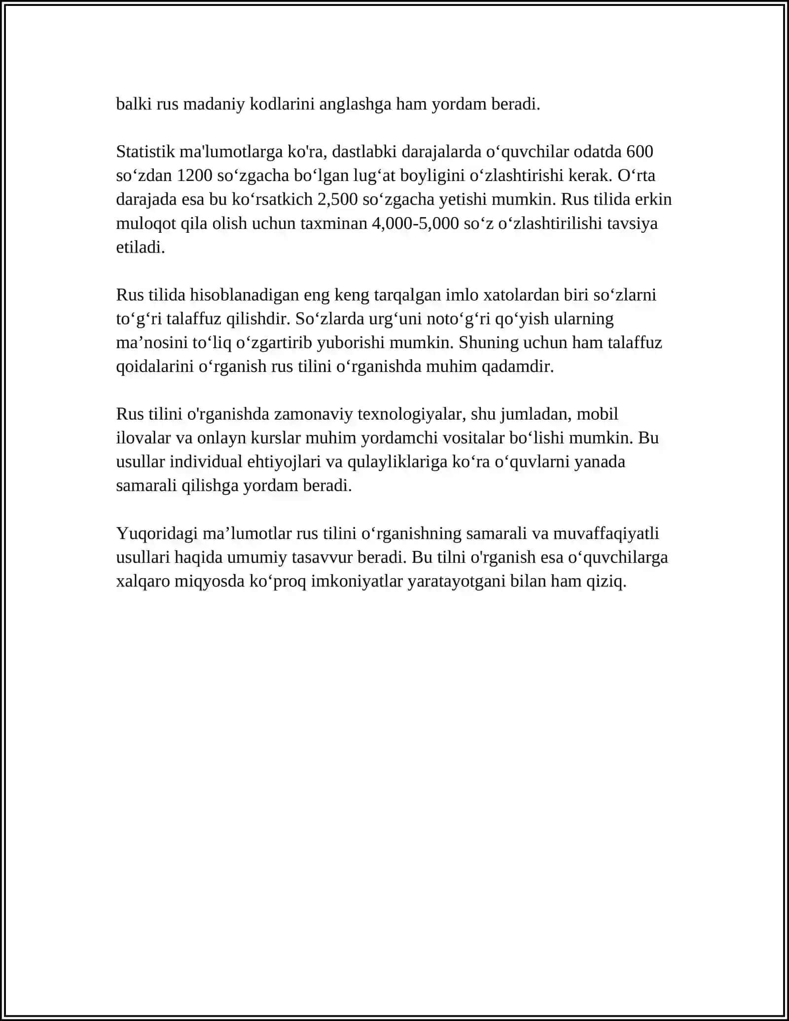 Rus tili o'rganishning asoslari 4
