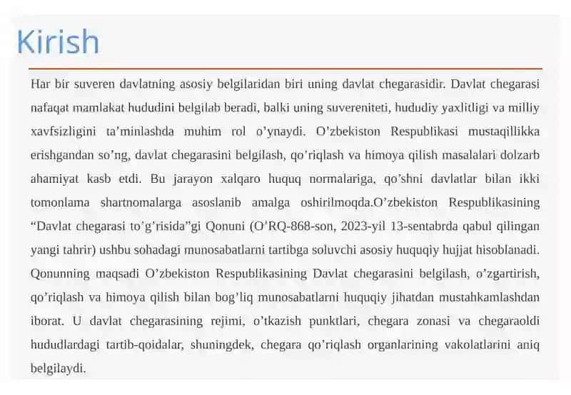 O’zbekiston Respublikasining Davlatchegarasi to’g’risida 4