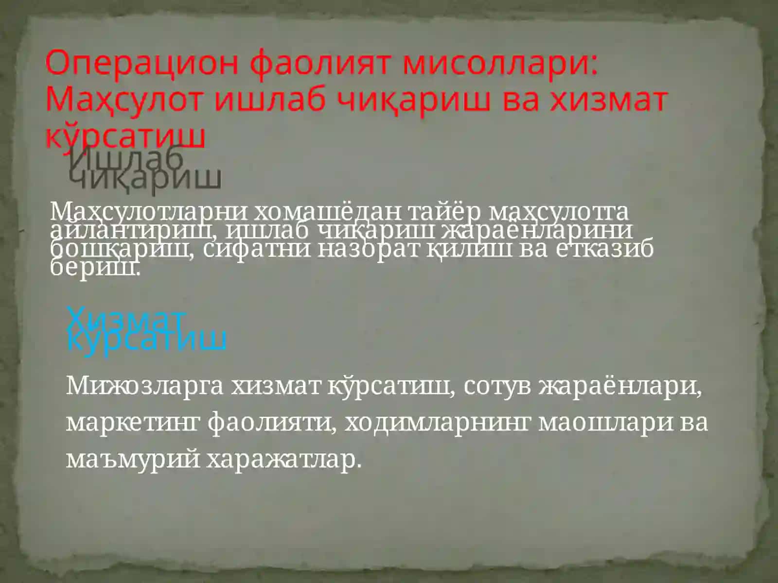 Корхона фаолиятининг турлари 4