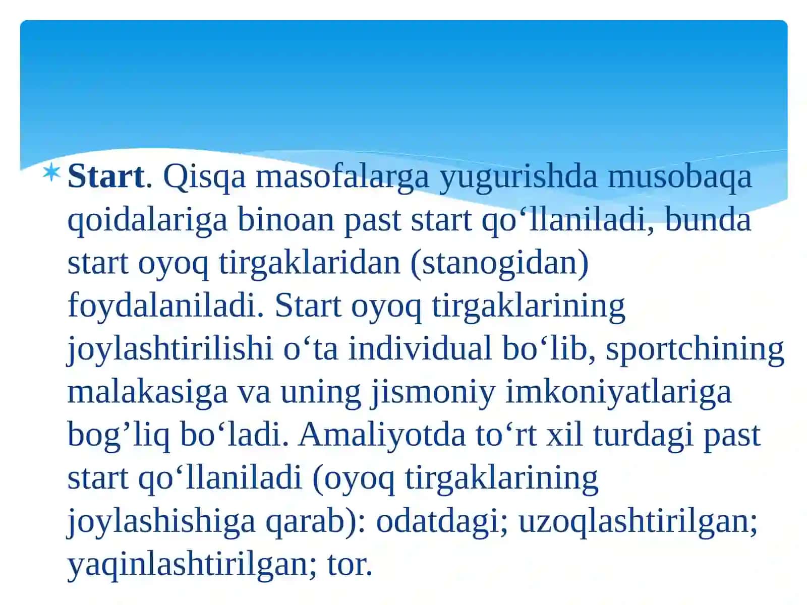 Qisqa masofaga yugirish texnikasini takomillashtirish 4