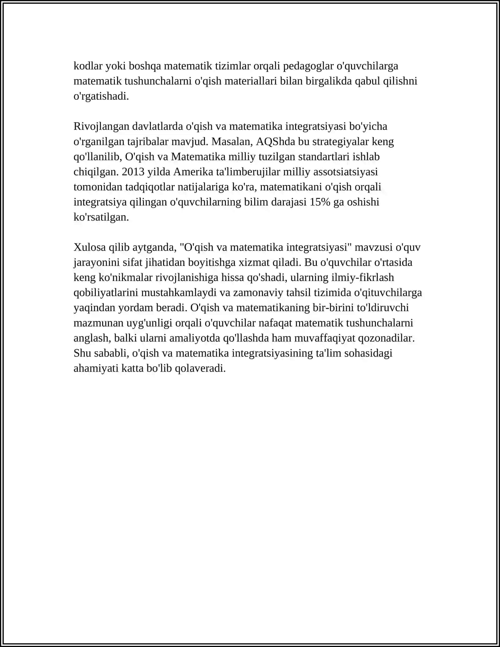 BOSHLANG'ICH SINFLARDA O'QISH FANINI BOSHQA FANLAR BILAN INTEGRATSIYA QILISHNING METODIK IMKONIYATLARI 4