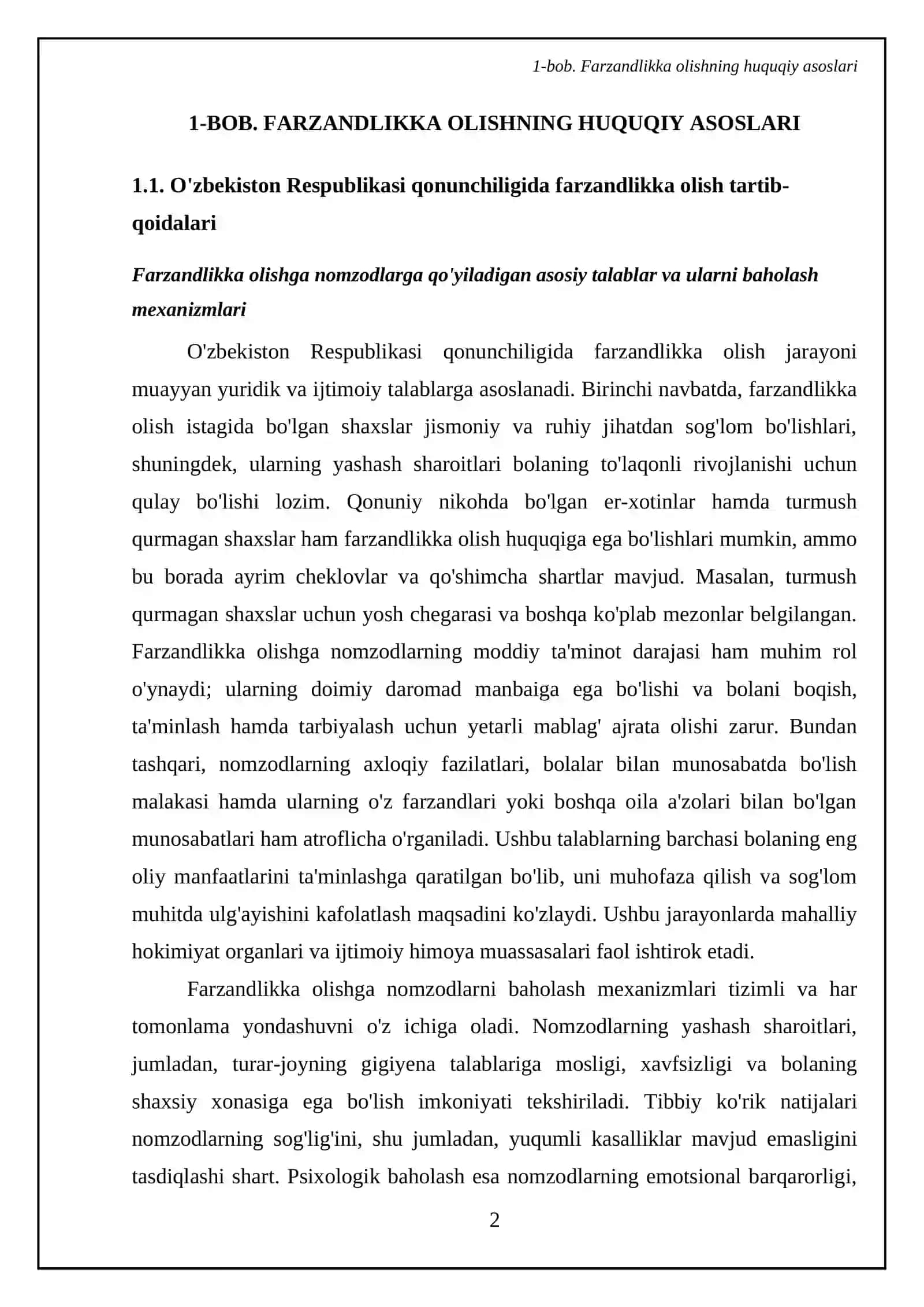 Farzandlikka olish KURS ISHI 4