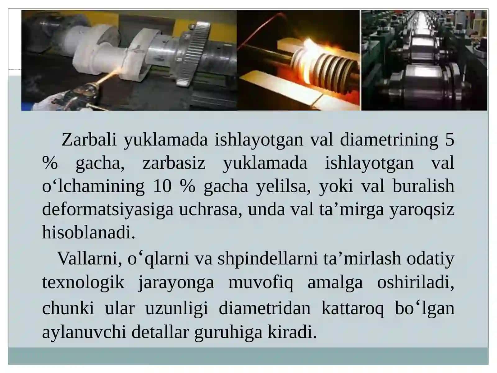 Metallga ishlov berish uskunalaridetallarini ta’mirlash 4