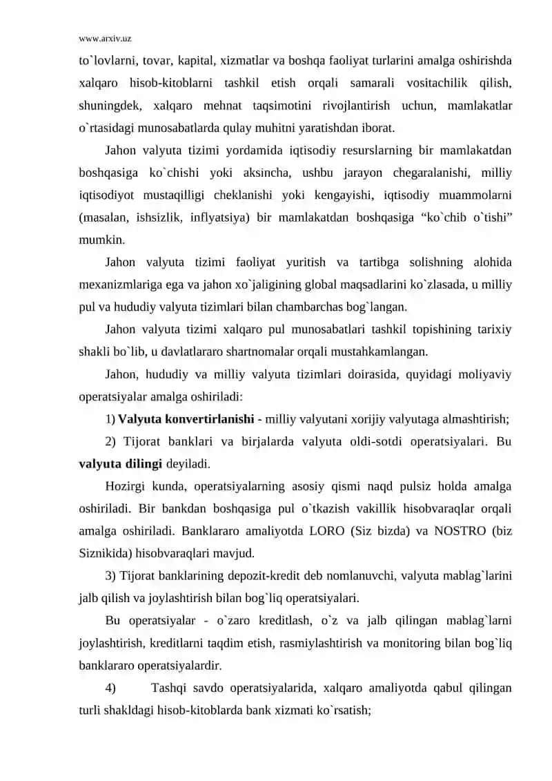 Xalqaro Valyuta Munosabatlari va Valyuta Tizimi 4