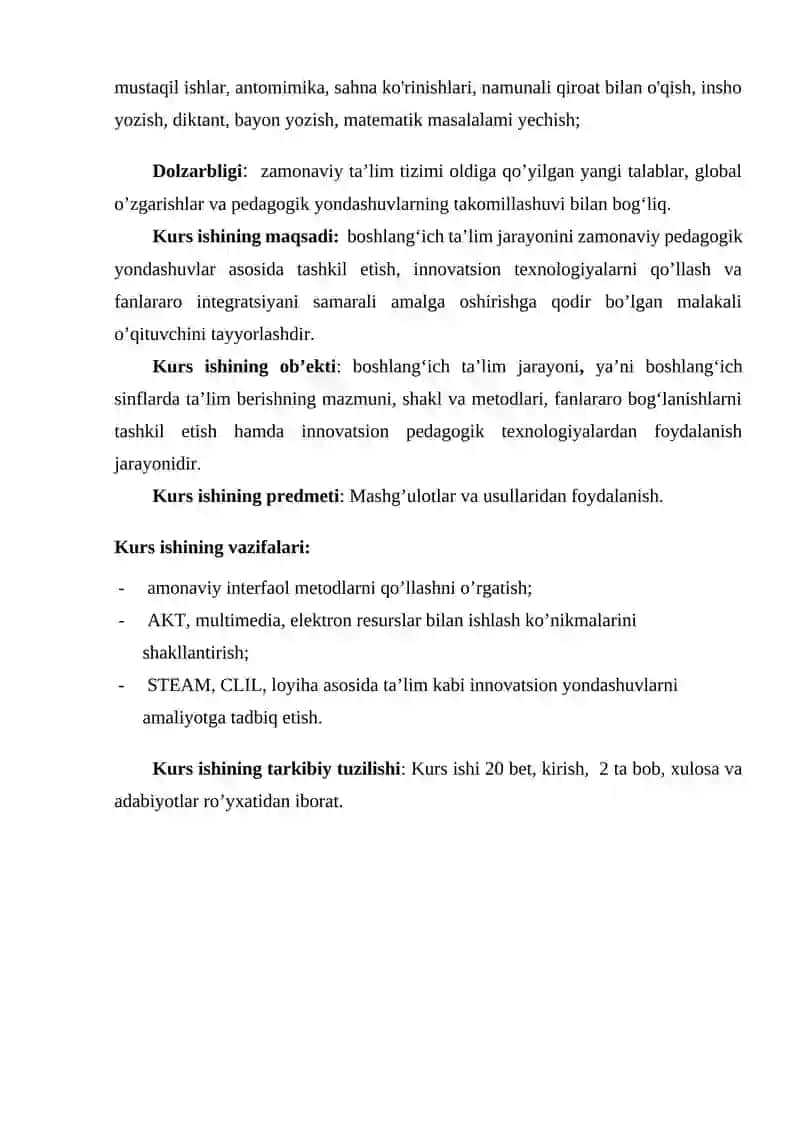 Boshlanģich ta'limda innovatsiya va integratsiya fanining mazmuni va mohiyati 4