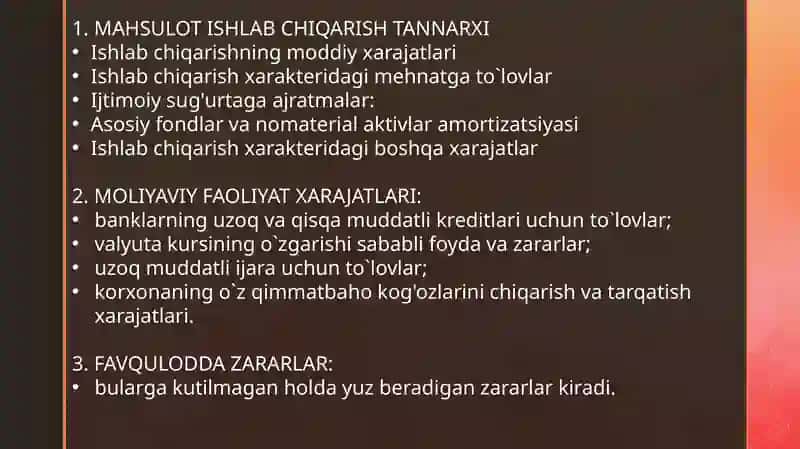 Ishlab chiqarish xarajatlari va ularni kamaytirish yo’llari 4
