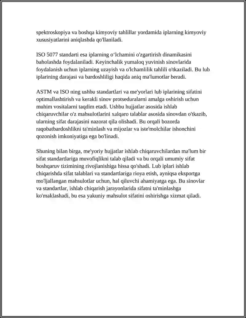 STANDART BOʻYICHA LUB IPLARINING SIFATINI BAHOLASH 4