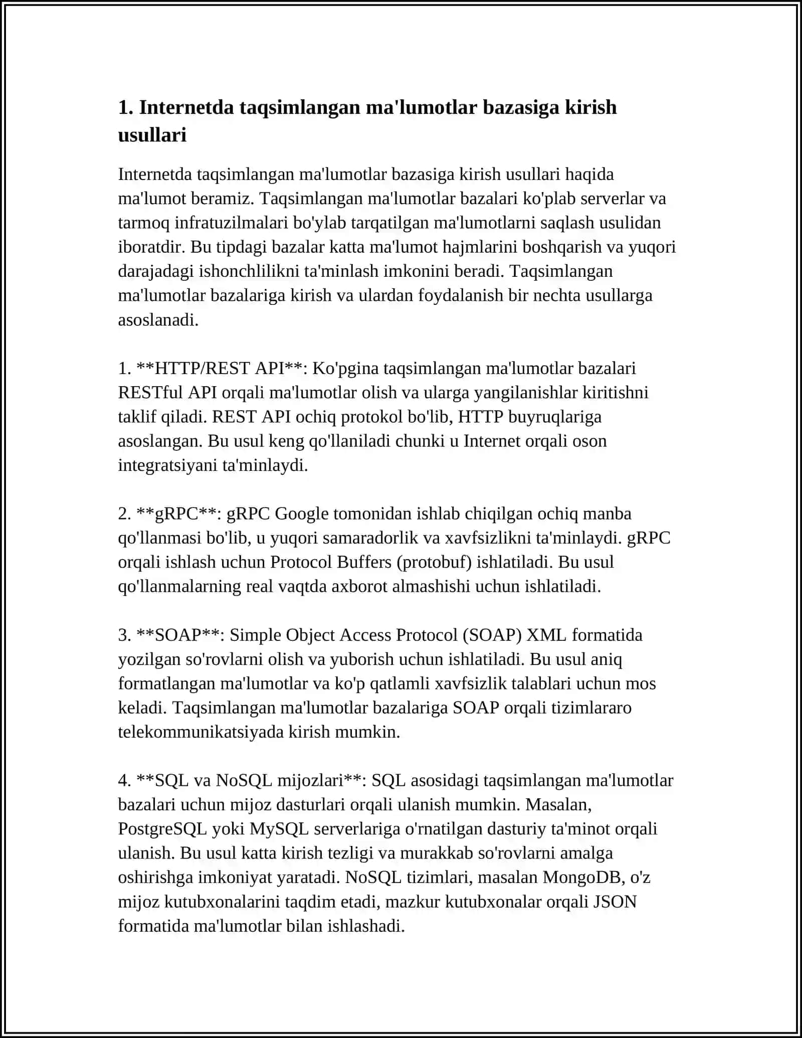 INTERNETDA TAQSIMLANGAN MA'LUMOTLAR BAZASIDAN FOYDALANISH IMKONIYATLARI 4