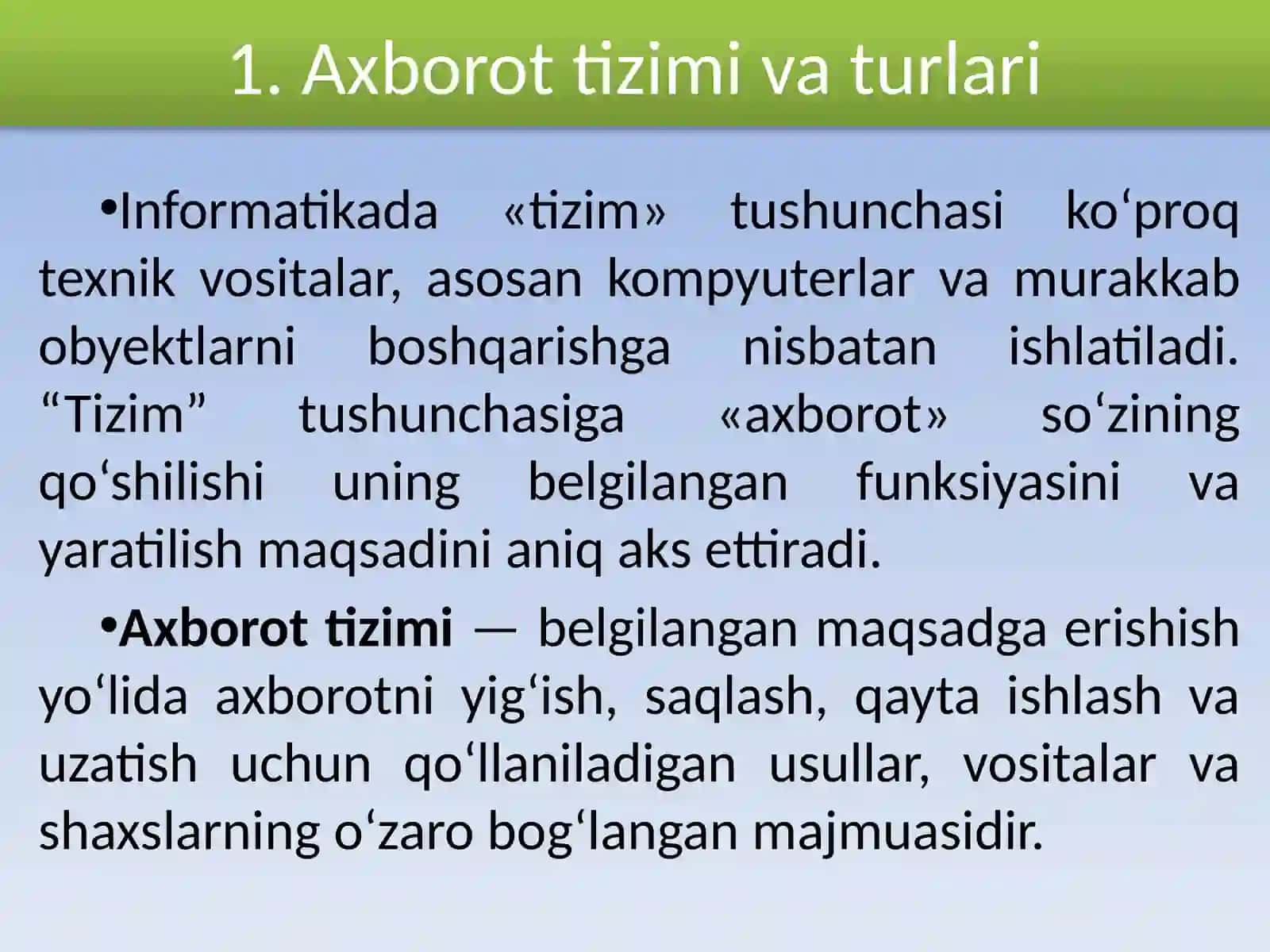 Axborottizimlari, ularning turlari va tasniflanishi 4