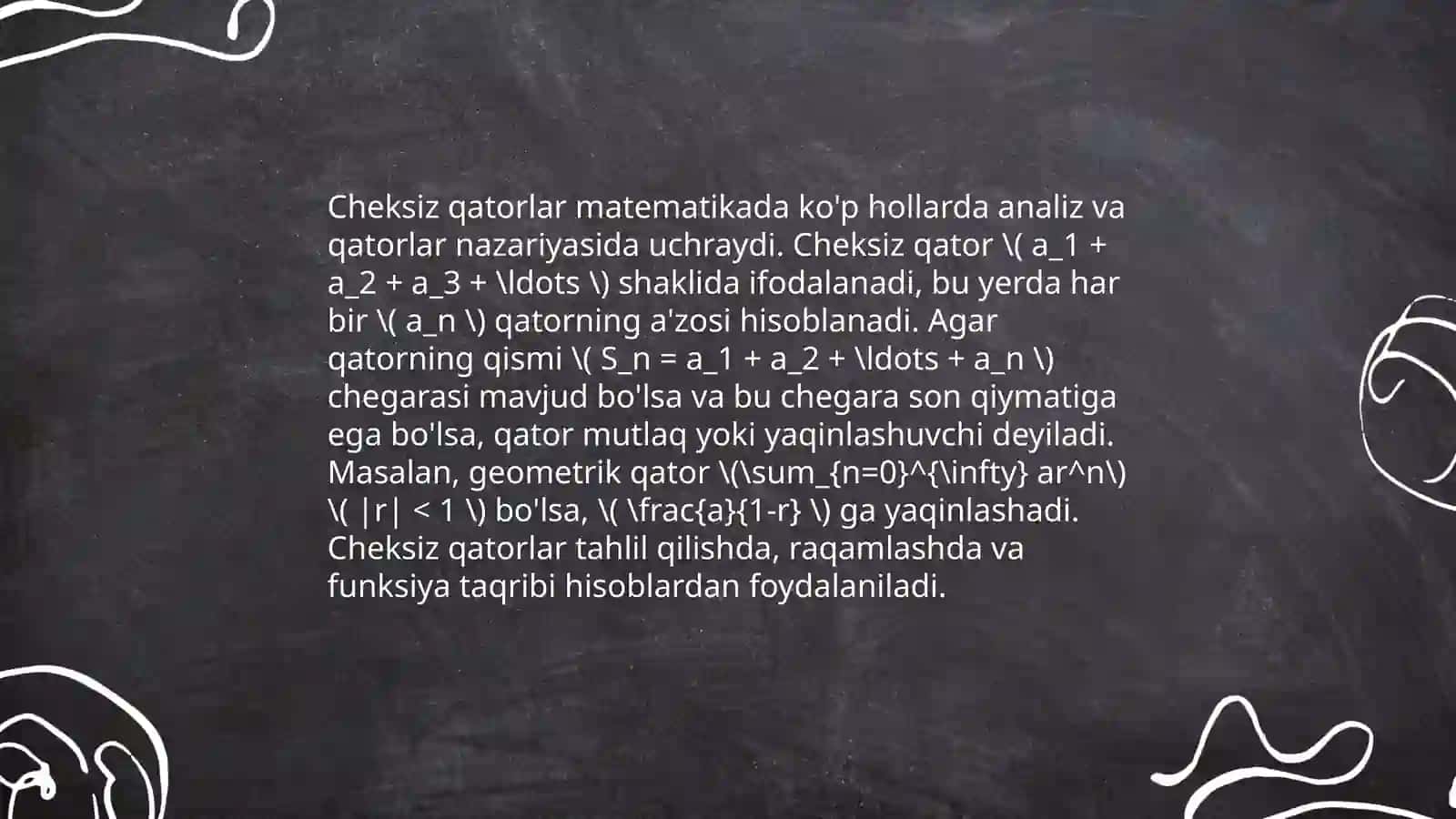 Cheksiz qatorlar matematikada 4