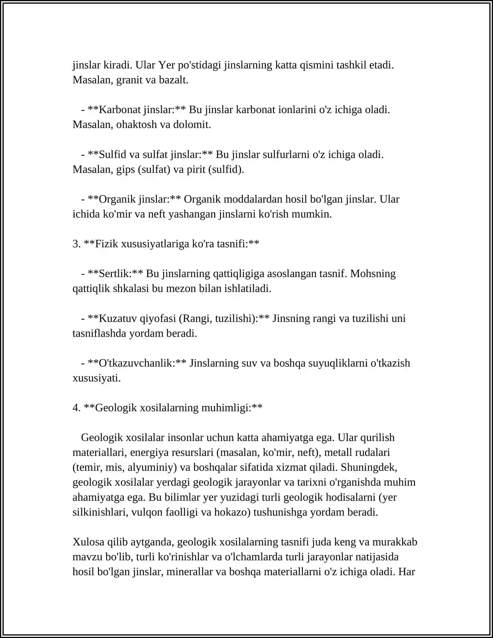 GEOLOGIK XOSILALARNI TAHLIL QILISH BELGILARI VA TAHLIL QILISH NAMUNALARI (ETALONLARI) 4