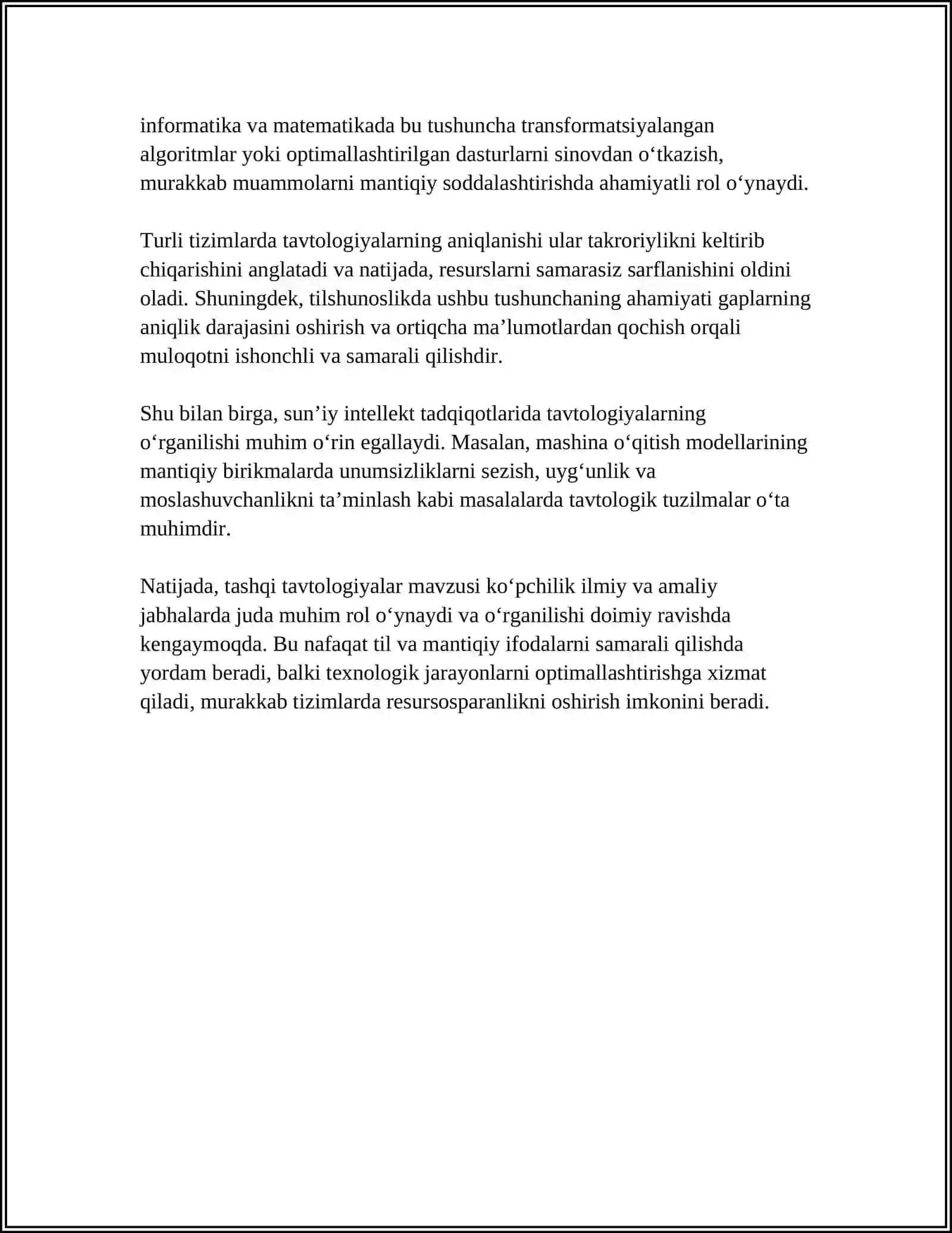 TAVTALOGIYA AYNAN YOLGʻON BAJARILUVCHI FORMULALAR 4