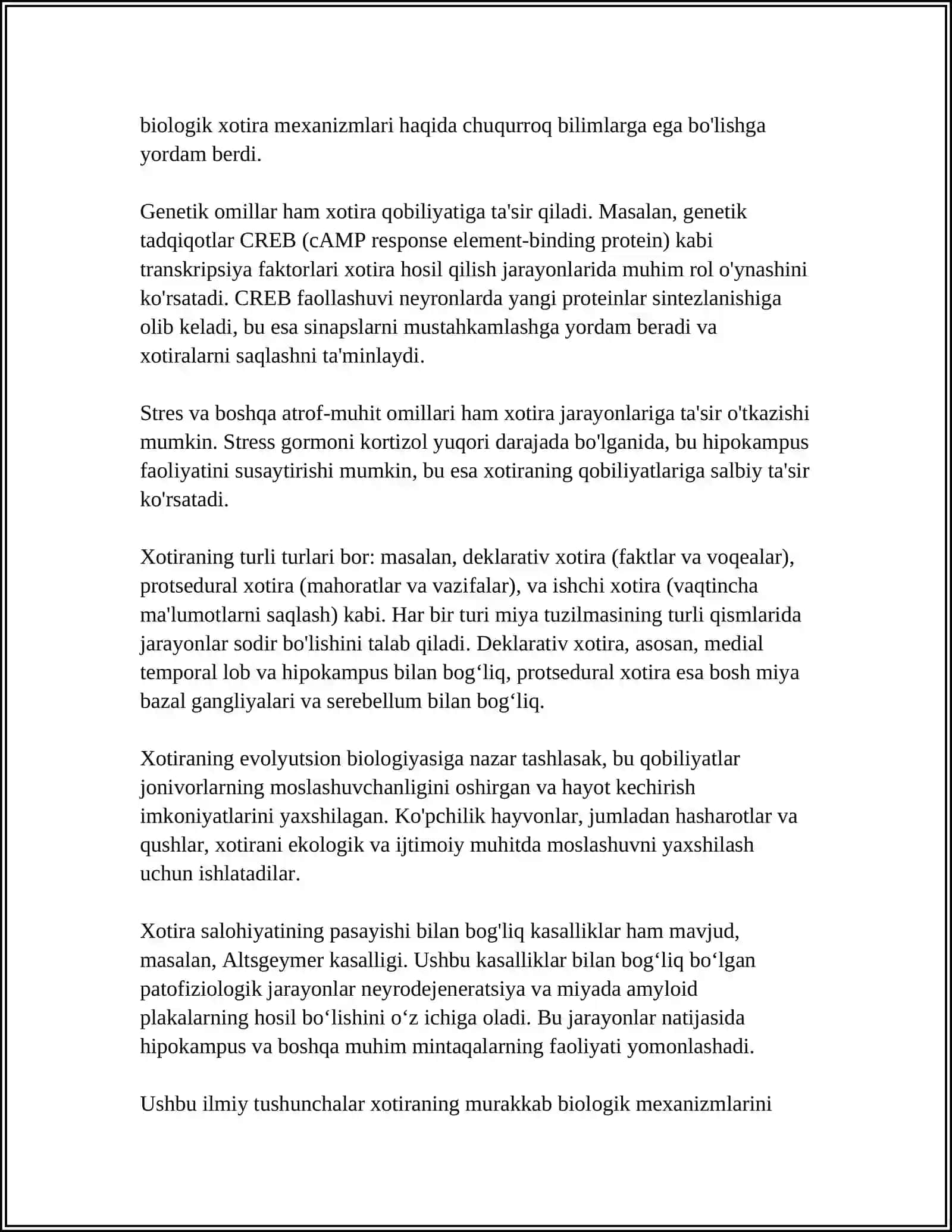 MURAKKAB PSIXIK JARAYONLAR. XOTIRA 4
