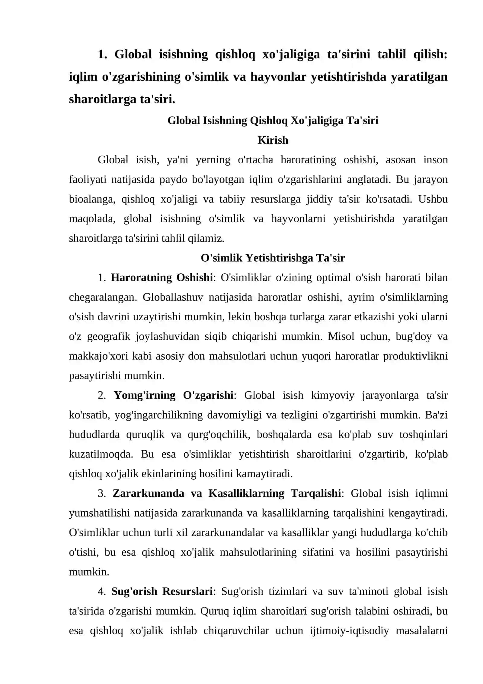GLOBAL ISISHNING QISHLOQ XO'JALIGIGA TA'SIRI 4