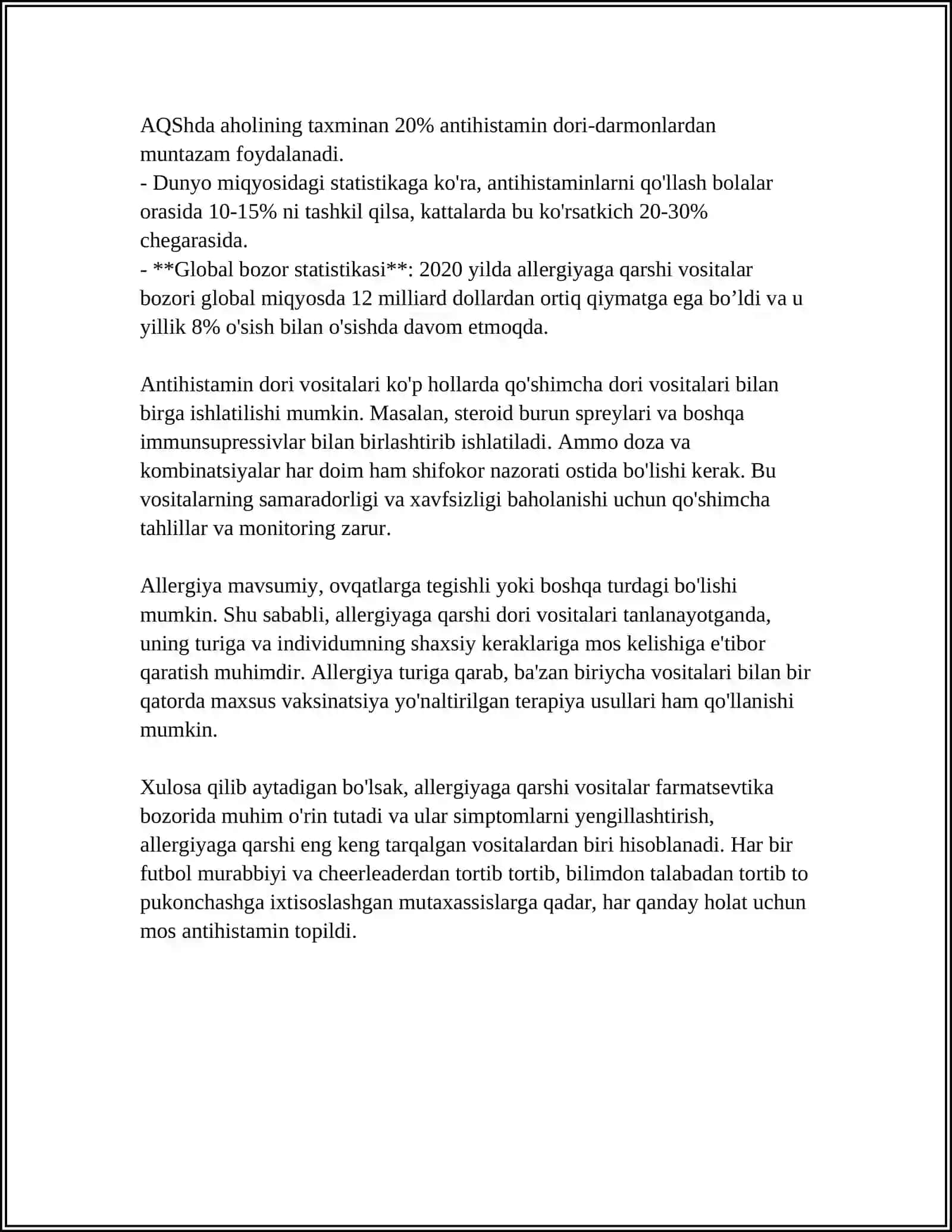 ALLERGIYAGA QARSHI VOSITALAR. VITAMINLAR 4