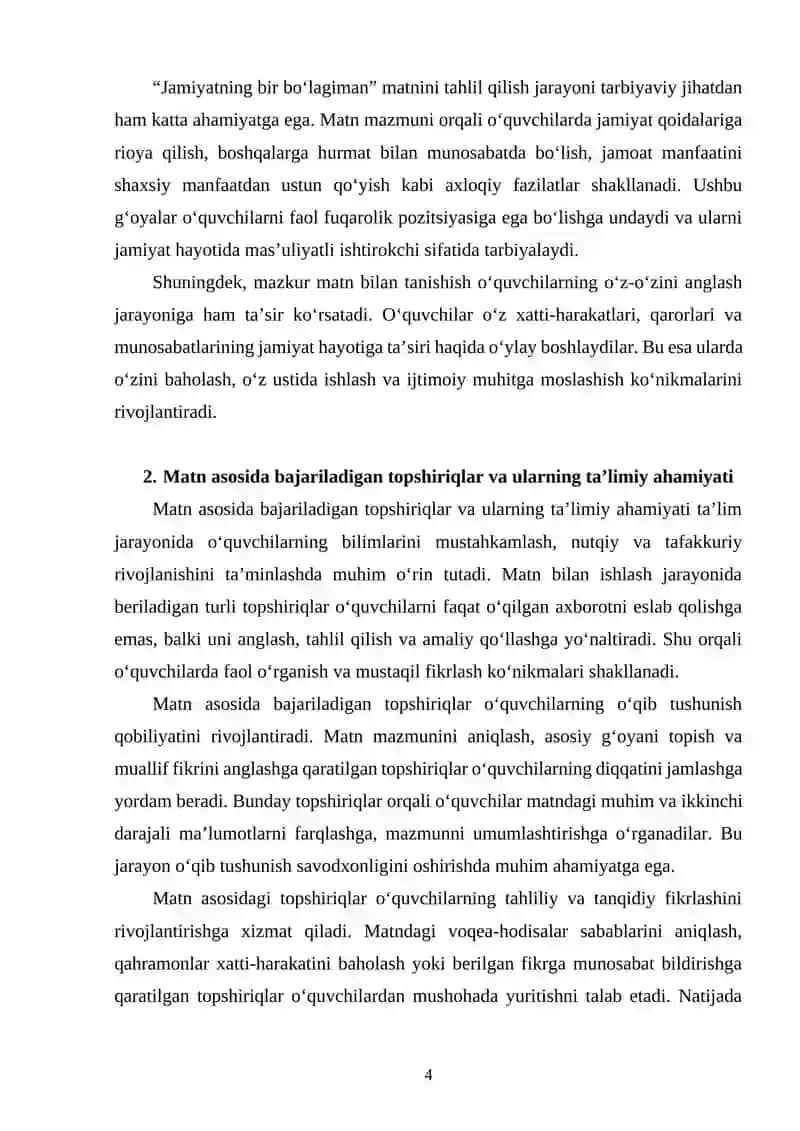 Jamiyatning bir bo’lagiman. Matn asosida topshiriqlar. Paronim, eskirgan so’zlar va bosh harflar imlosi 4