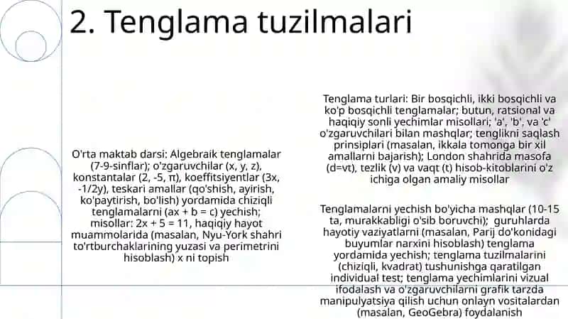 Algebrik kars tushunchasi darsi 4