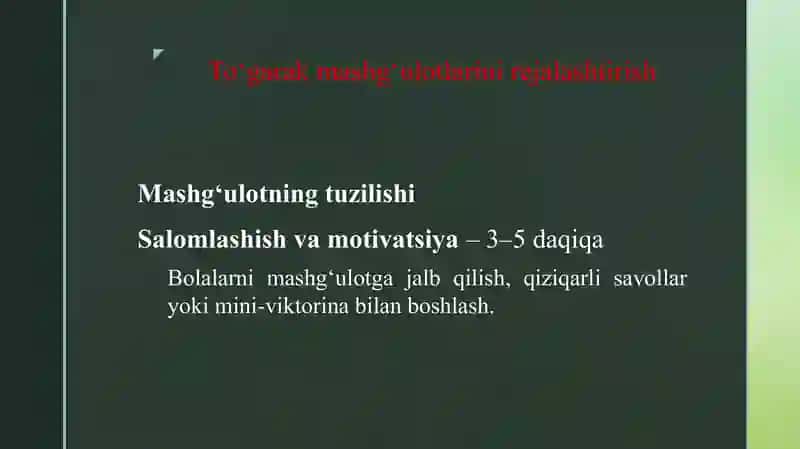BOSHLANG‘ICH SINFLARDA MATEMATIKADAN TO‘GARAK MASHG‘ULOTLARINI TASHKIL ETISH. 4