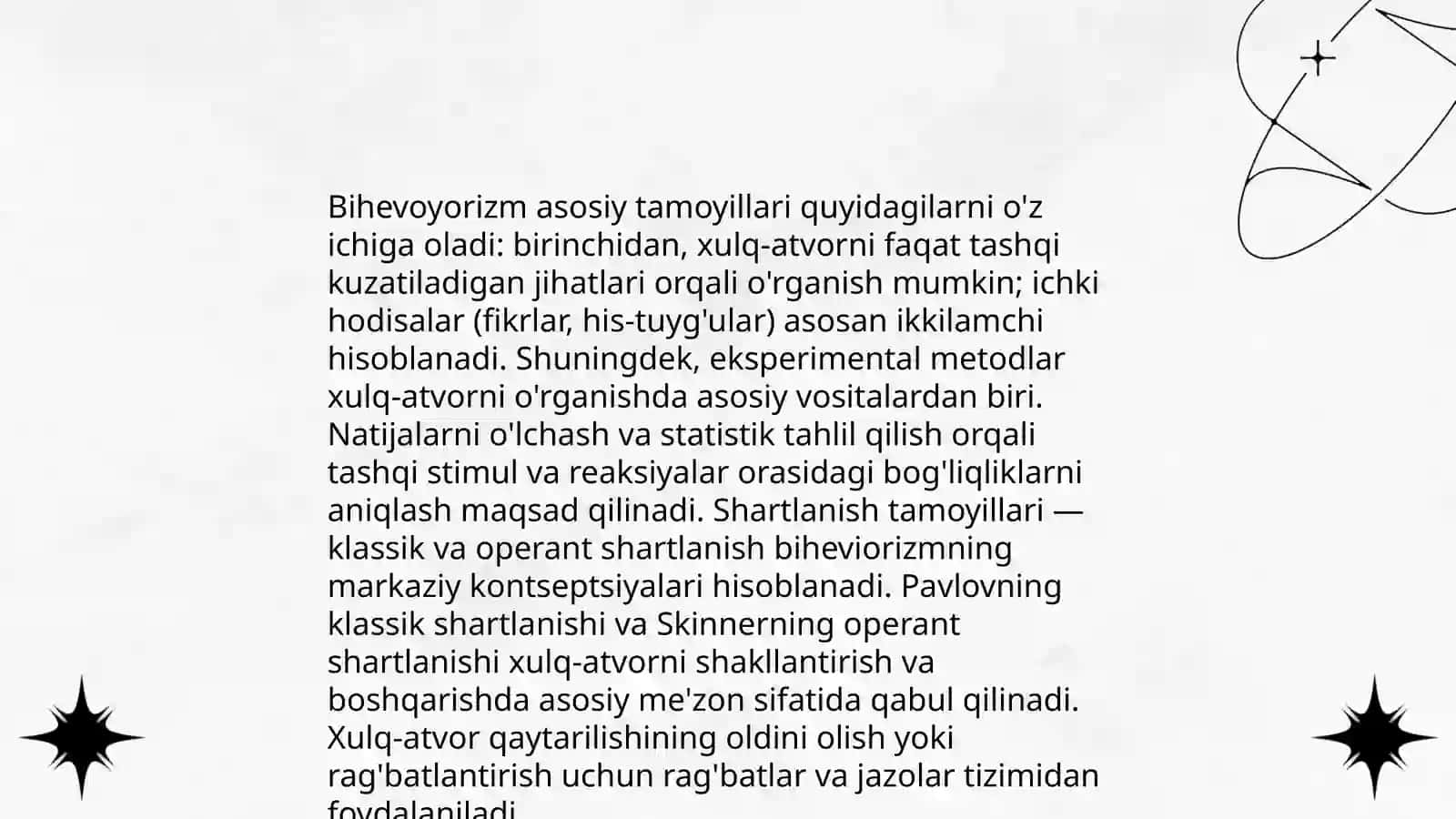 Bixeviorizm maktabi haqida umumiy ma'lumot 4