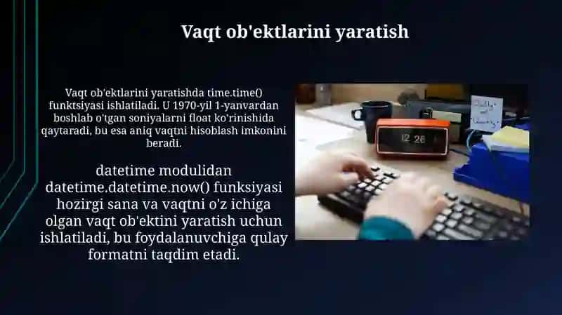 Time kutubxonasi yordamida vaqt bilan ishlash dasturlashga oid 4