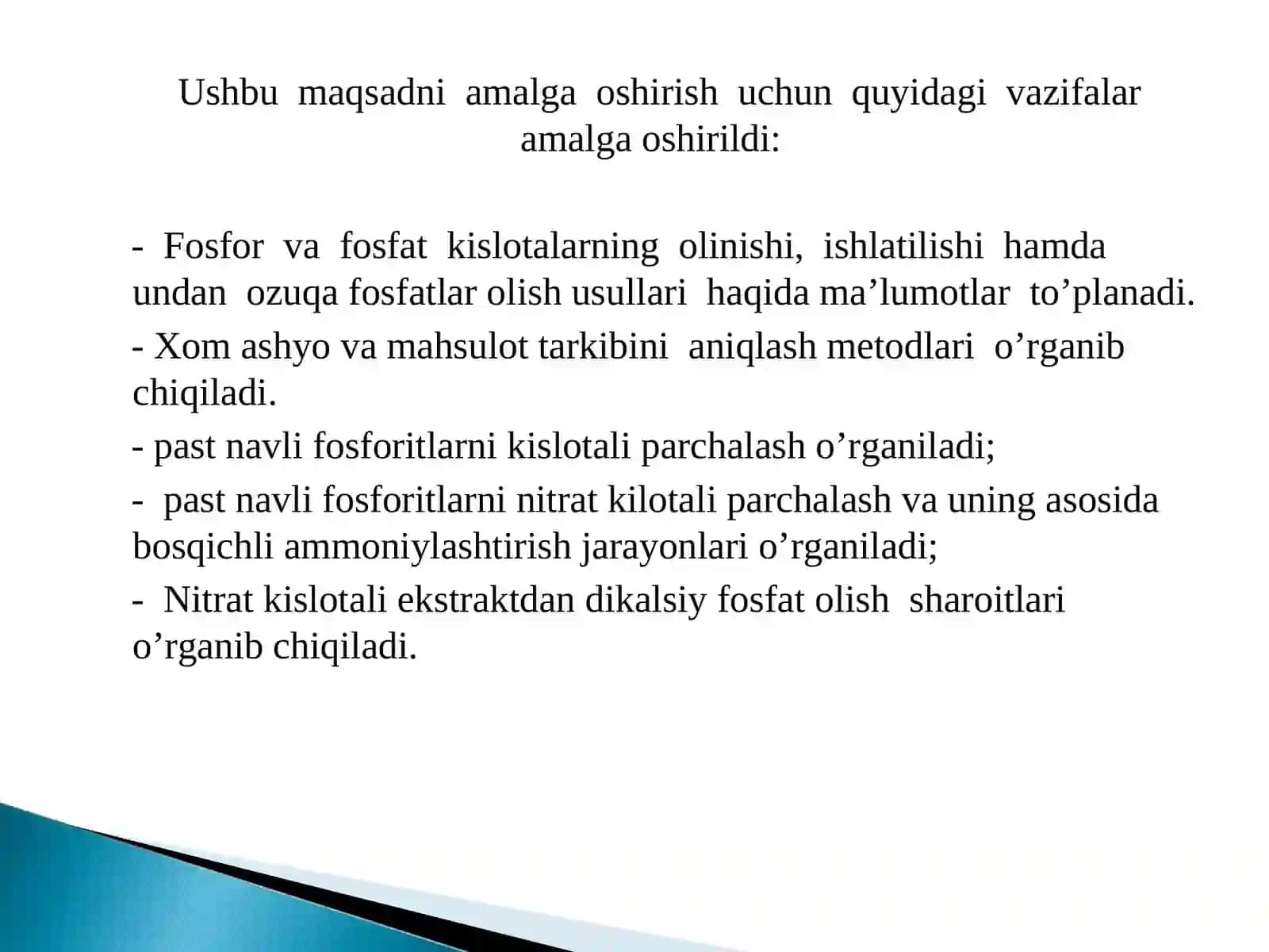 PAST NAVLI FOSFORITLARDAN TOZA FOSFATLI TUZLAR OLISH JARAYONINI O’RGANISH 4