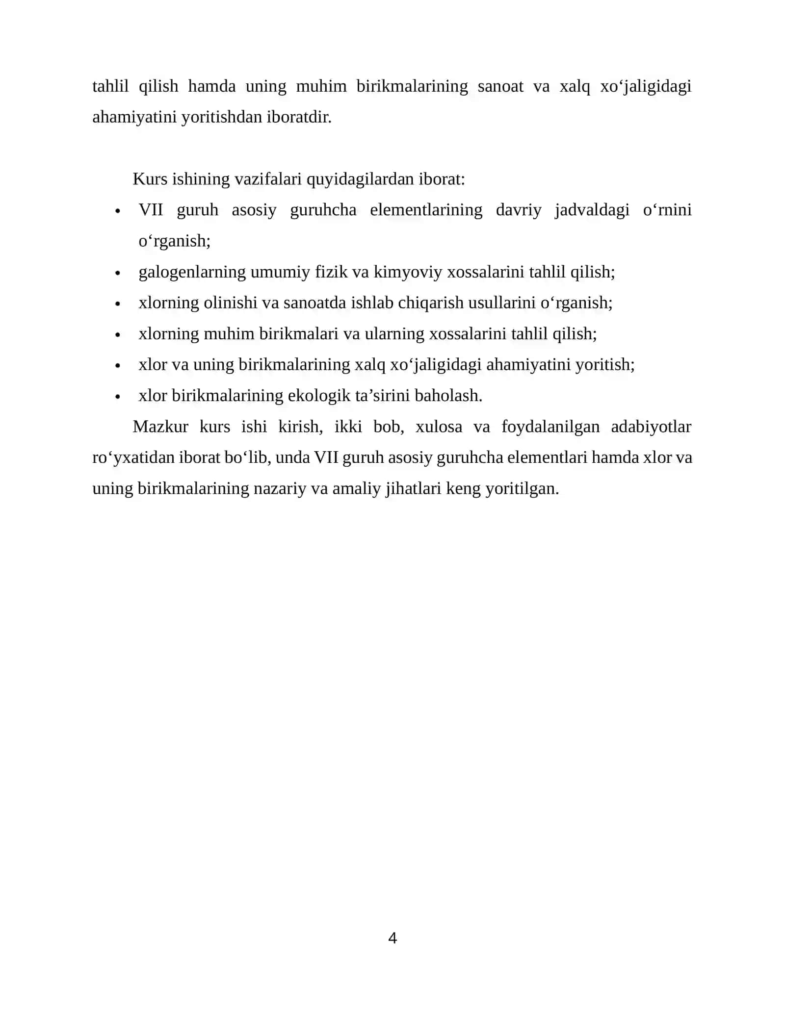 VII GURUHNING АSОSIY GURUHCHА ELЕMЕNTLАRI TАVSIFI. XLOR VA UNING BIRIKMALARI 4