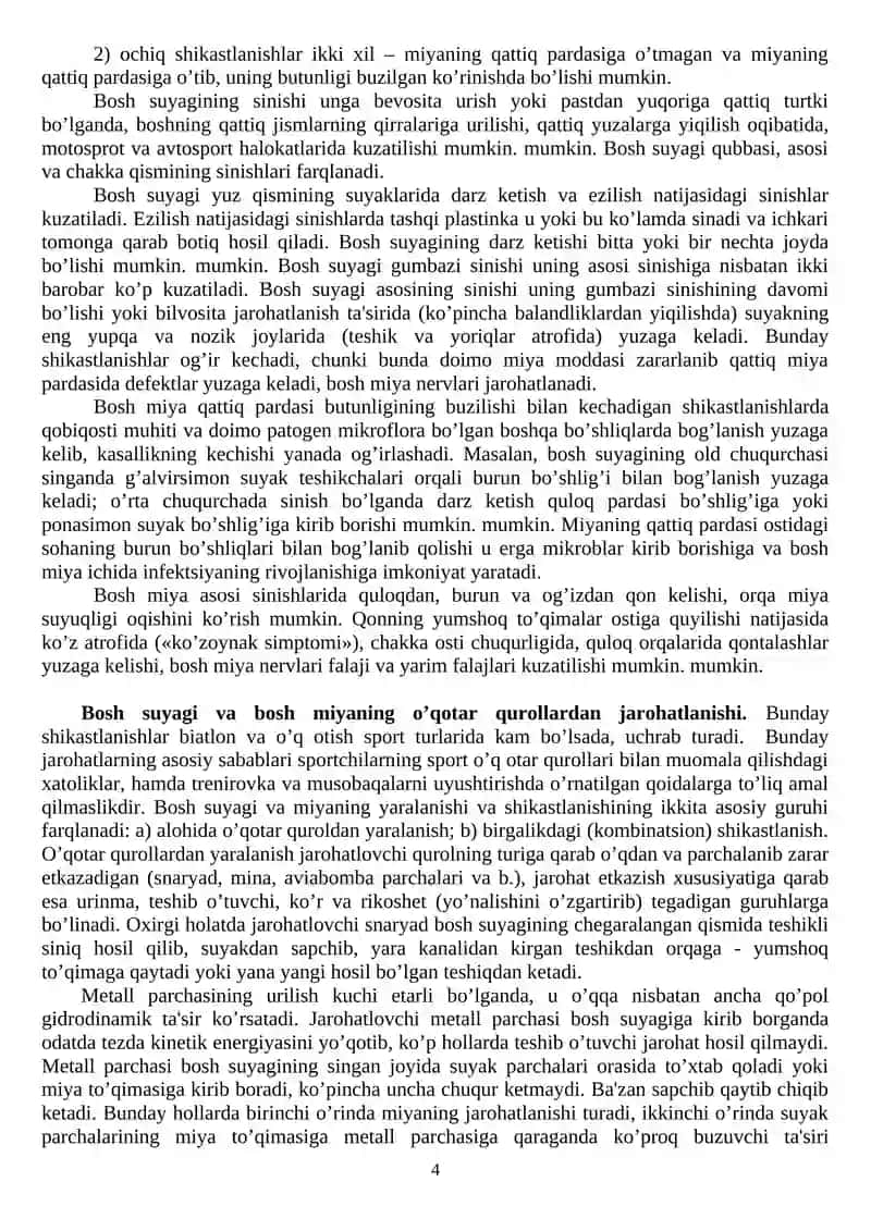Sport tibbiyoti va reabilitatsiya fanidan 4