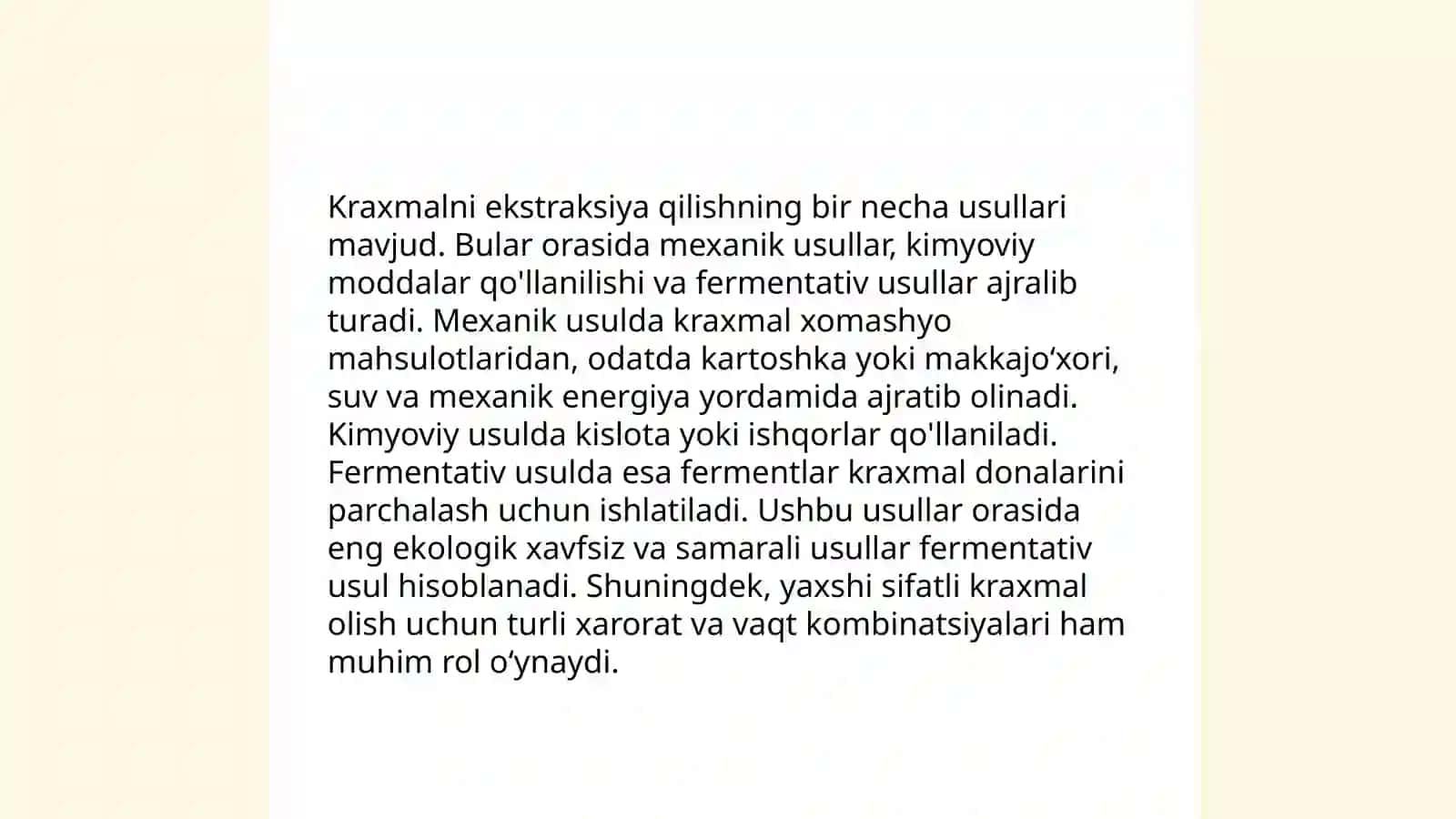 Kraxmal manbalari va ularni olish usullari.Daraxt yelimlari va pektin moddalar 4