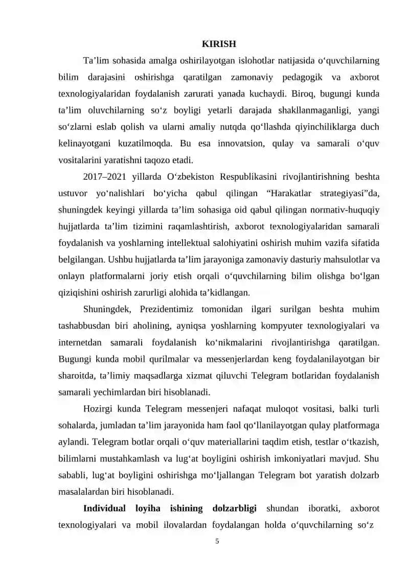 Lug'at boyligini oshirish uchun telegram bot yaratish 4
