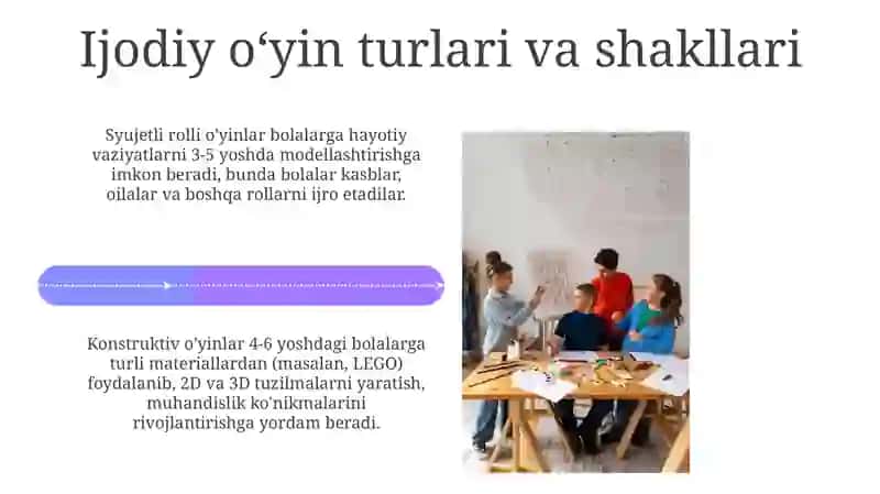 Maktabgacha ta'limda ijodiy o'yin faoliyatini tashkil etish 4
