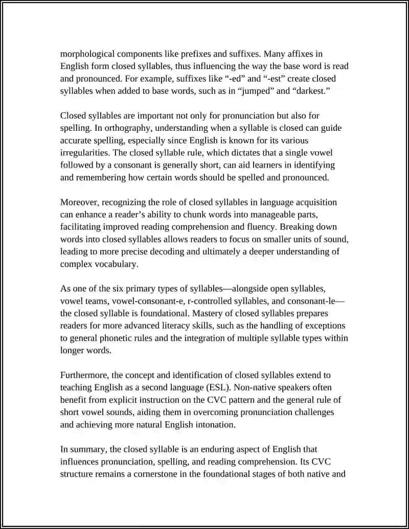 Types of Syllables 4