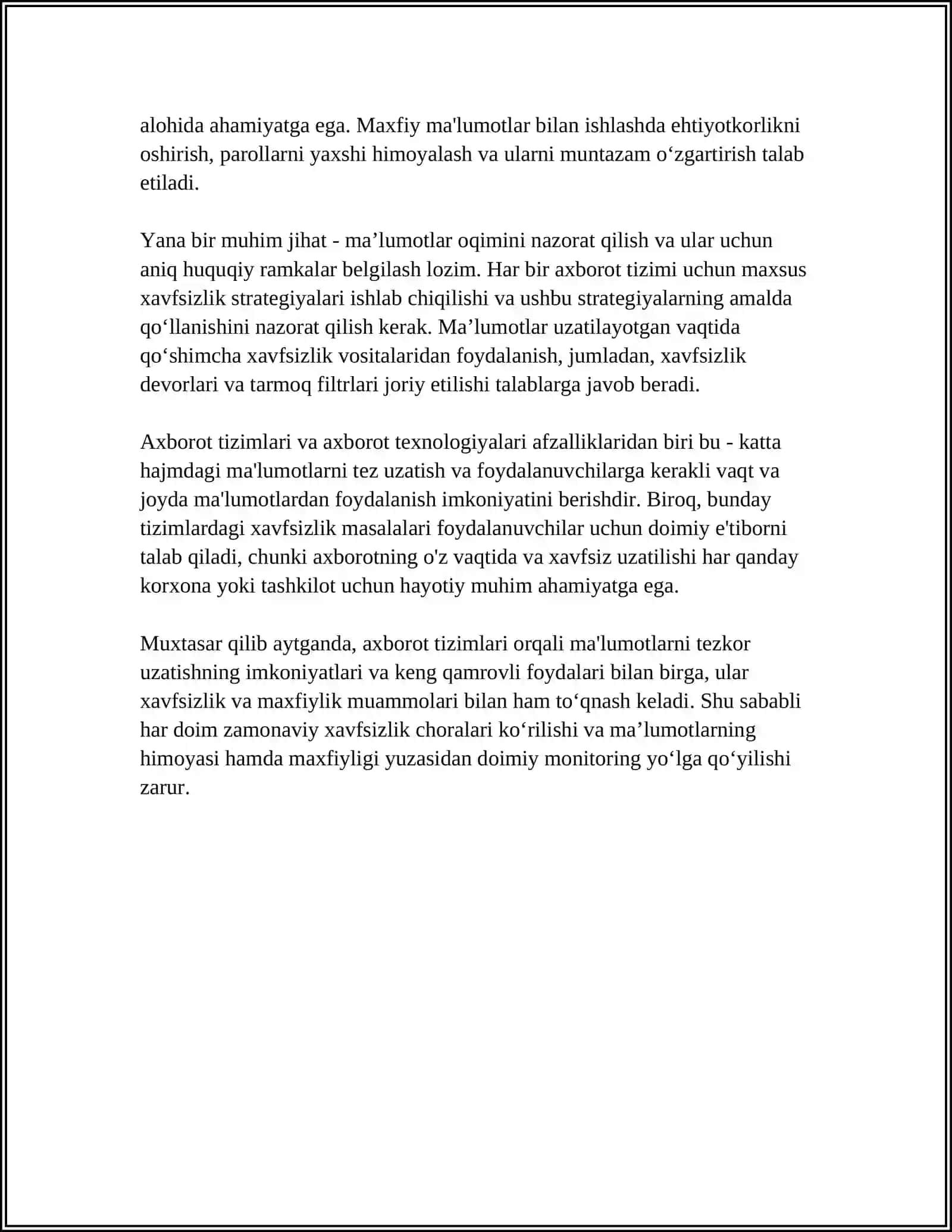 AXBOROT TIZIMLARI VA AXBOROT TEXNALOGIYALARI AFZALLIKLARI VA KAMCHILIKLARI 4