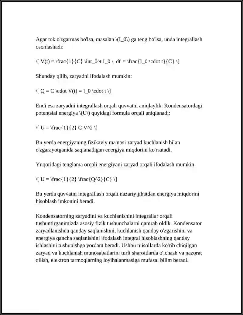 ELEKTR ZANJIRLAR TAHLILIDA INTEGRAL HISOB TATBIQLARI 4