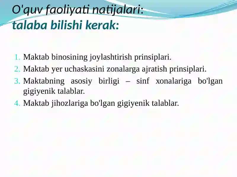 MАKTАBDАBОLАLАRNIO'QITISHVАTАRBIYALАSHSHАRОITLАRININGGIGIYENIKNАZОRАTI 4