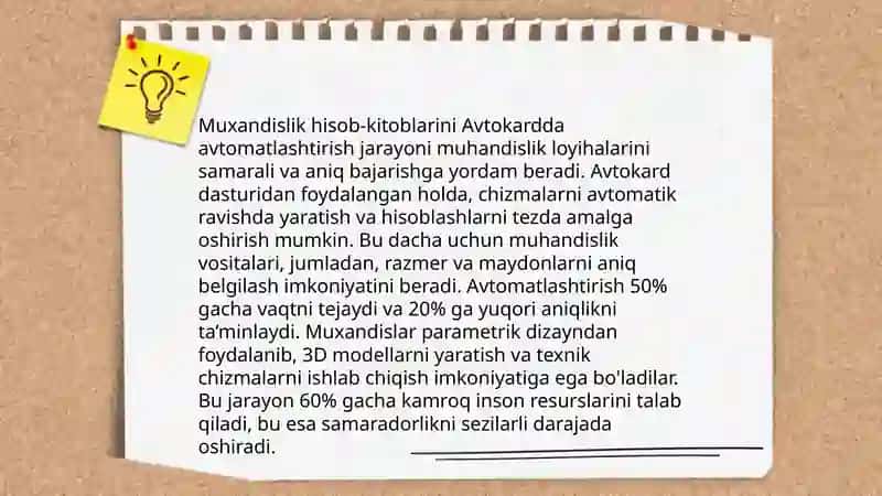 Muxandislik masalalarini avtokard dasturi yordamida avtomatlashtirish va boshqarish 4