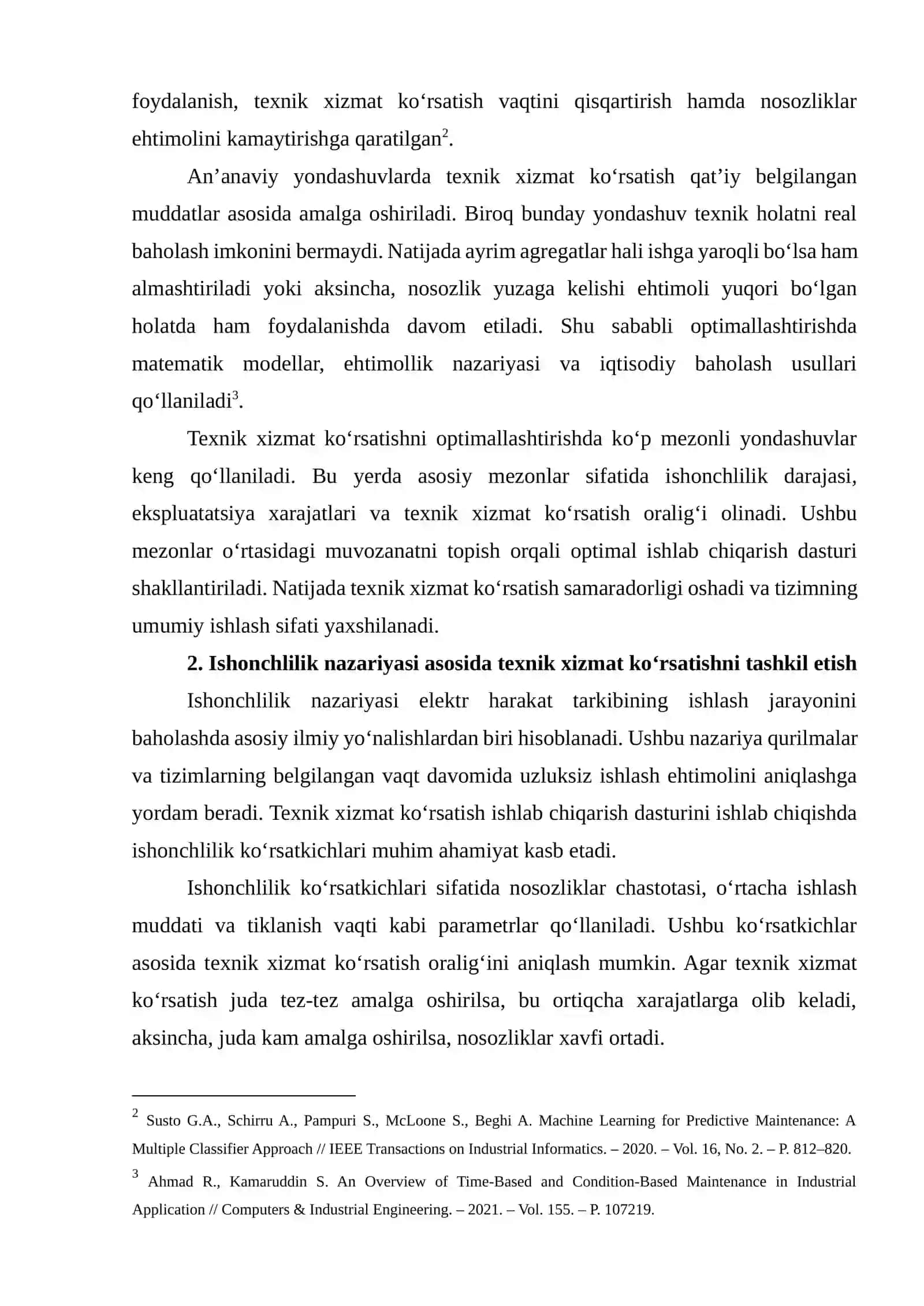 Elektr harakat tarkibini texnik xizmat ko‘rsatish ishlab chiqarish dasturini takomillashtirish bo‘yicha ilmiy yondashuvlarni tahlil qilish 4